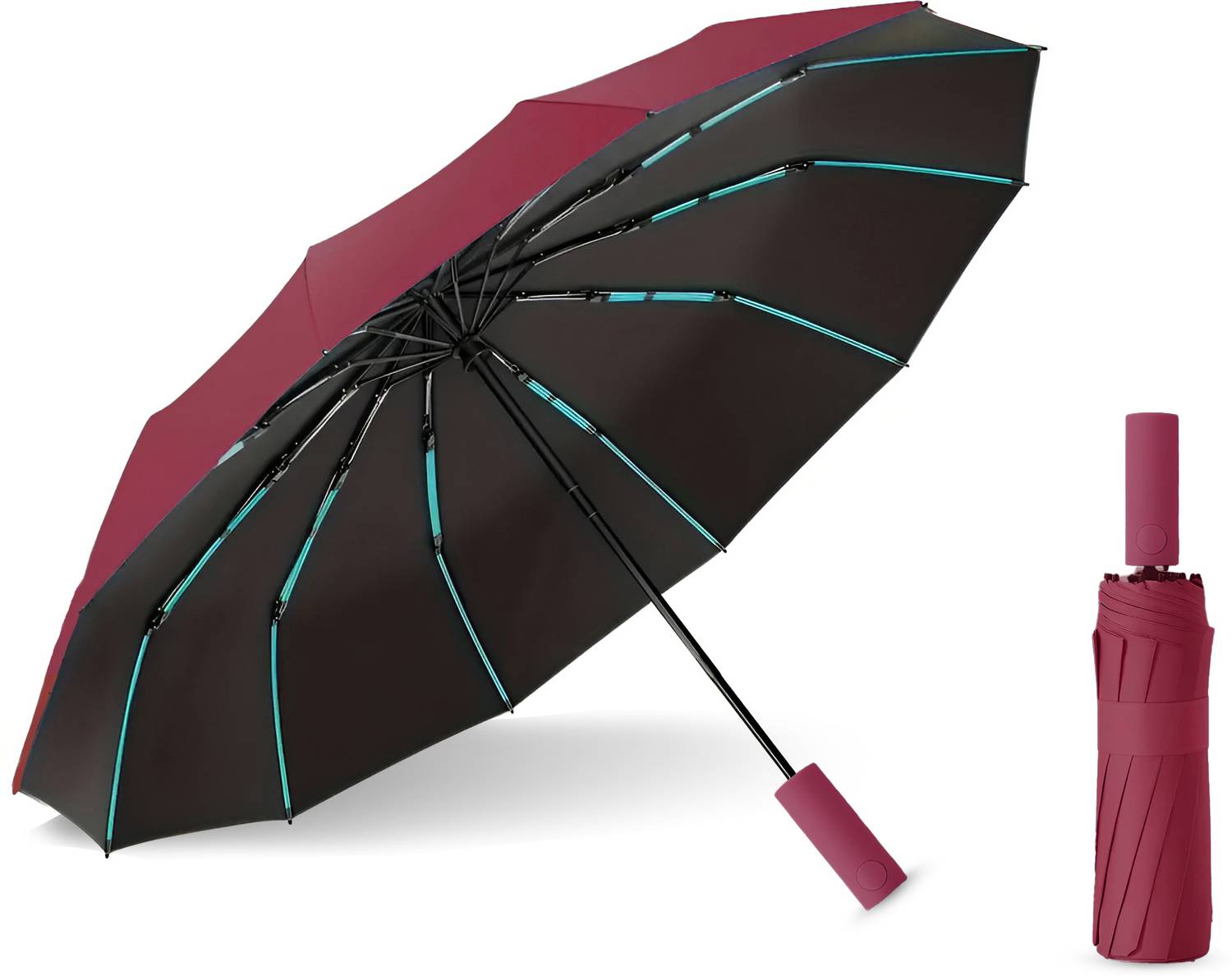 CONTACTS 12-Rib Windproof Folding Umbrella – Auto Open/Close Umbrella