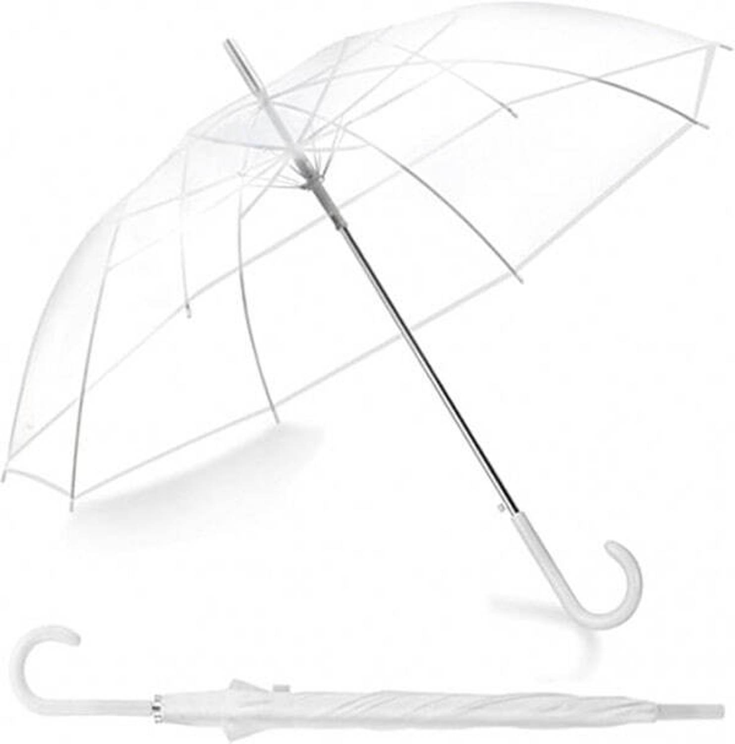 SHIVIM Transparent Auto Open Umbrella, Windproof Long Handle Umbrella