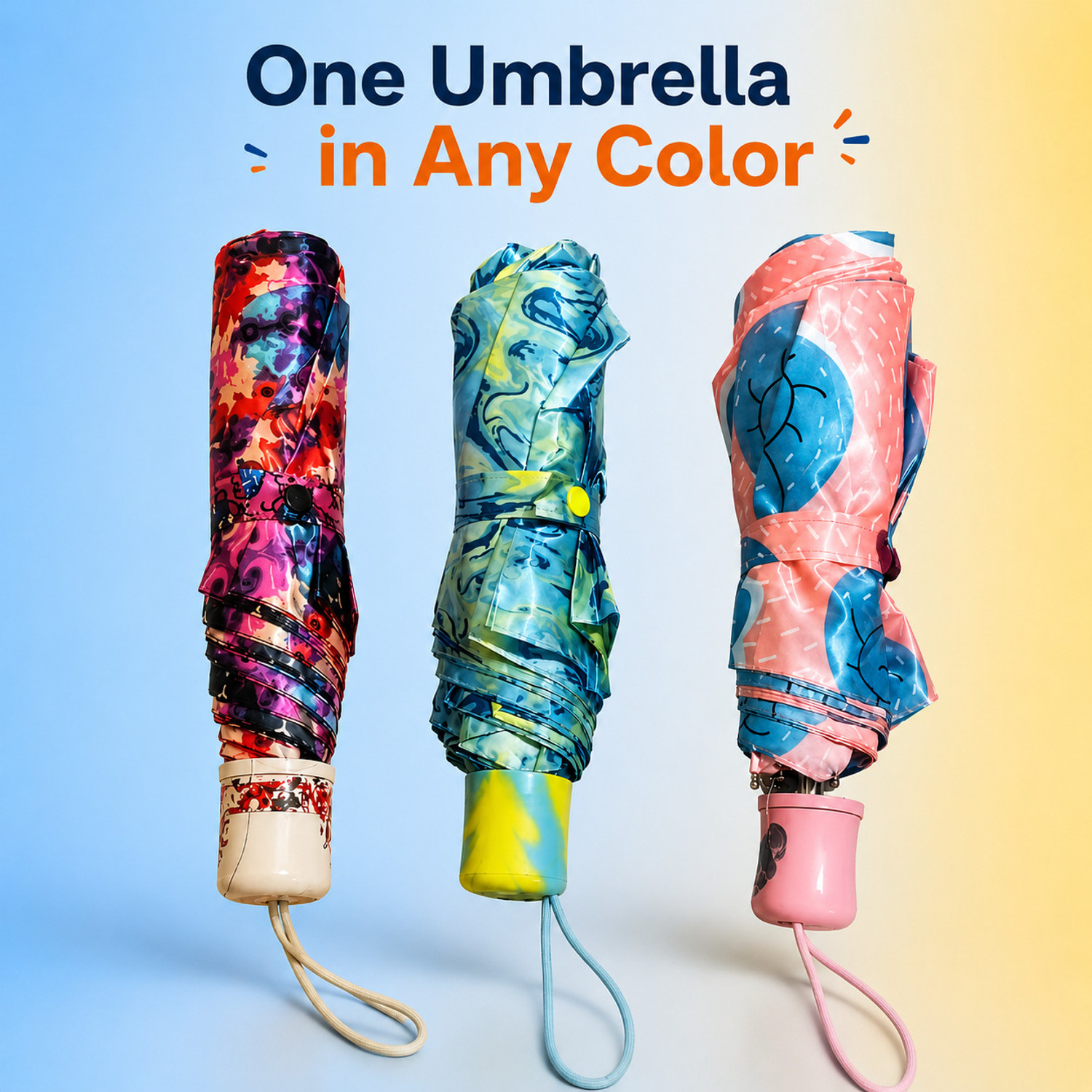 Image of Isha Compact Folding Printed Umbrella for Men & Women | Lightweight Portable Umbrella