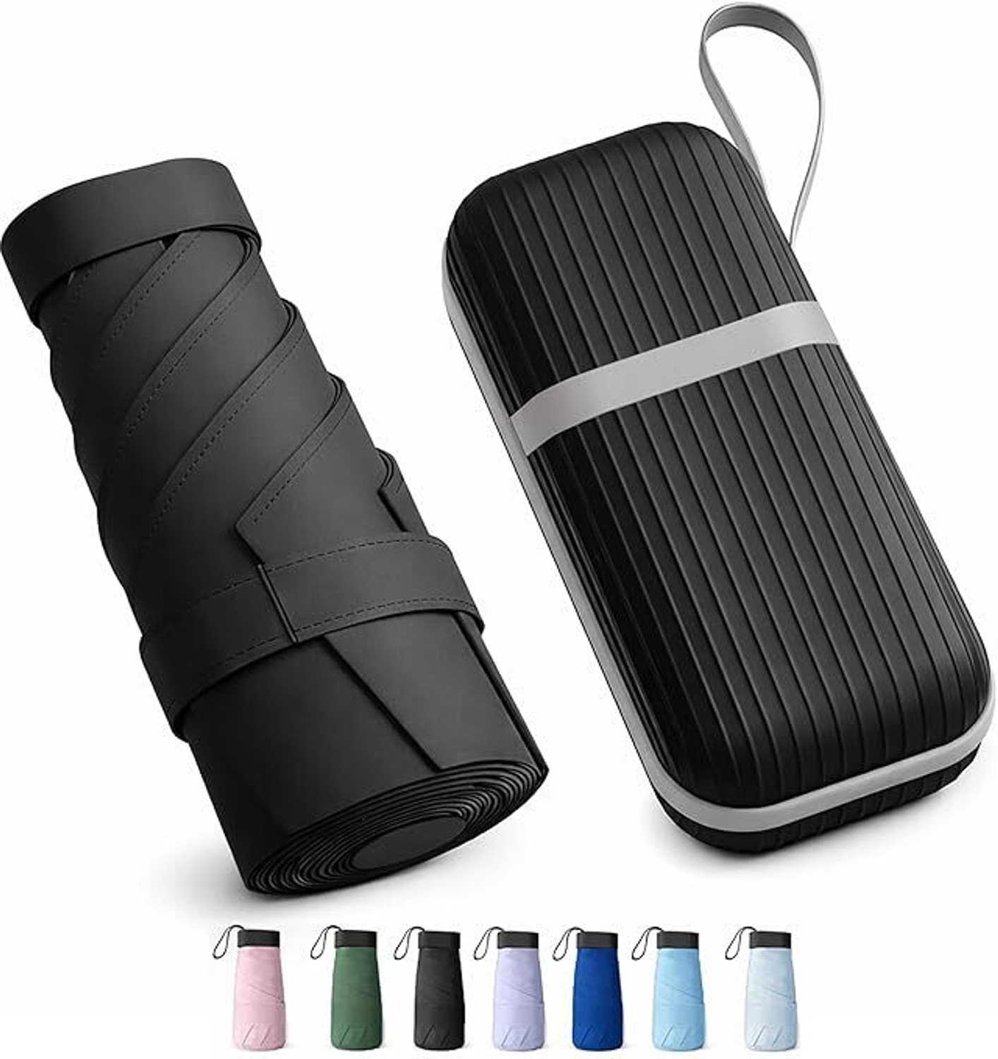 Image of Joseph Joseph Travel Mini UV Protection Manual Open 6 Ribs Sun & Rain, with Case Umbrella