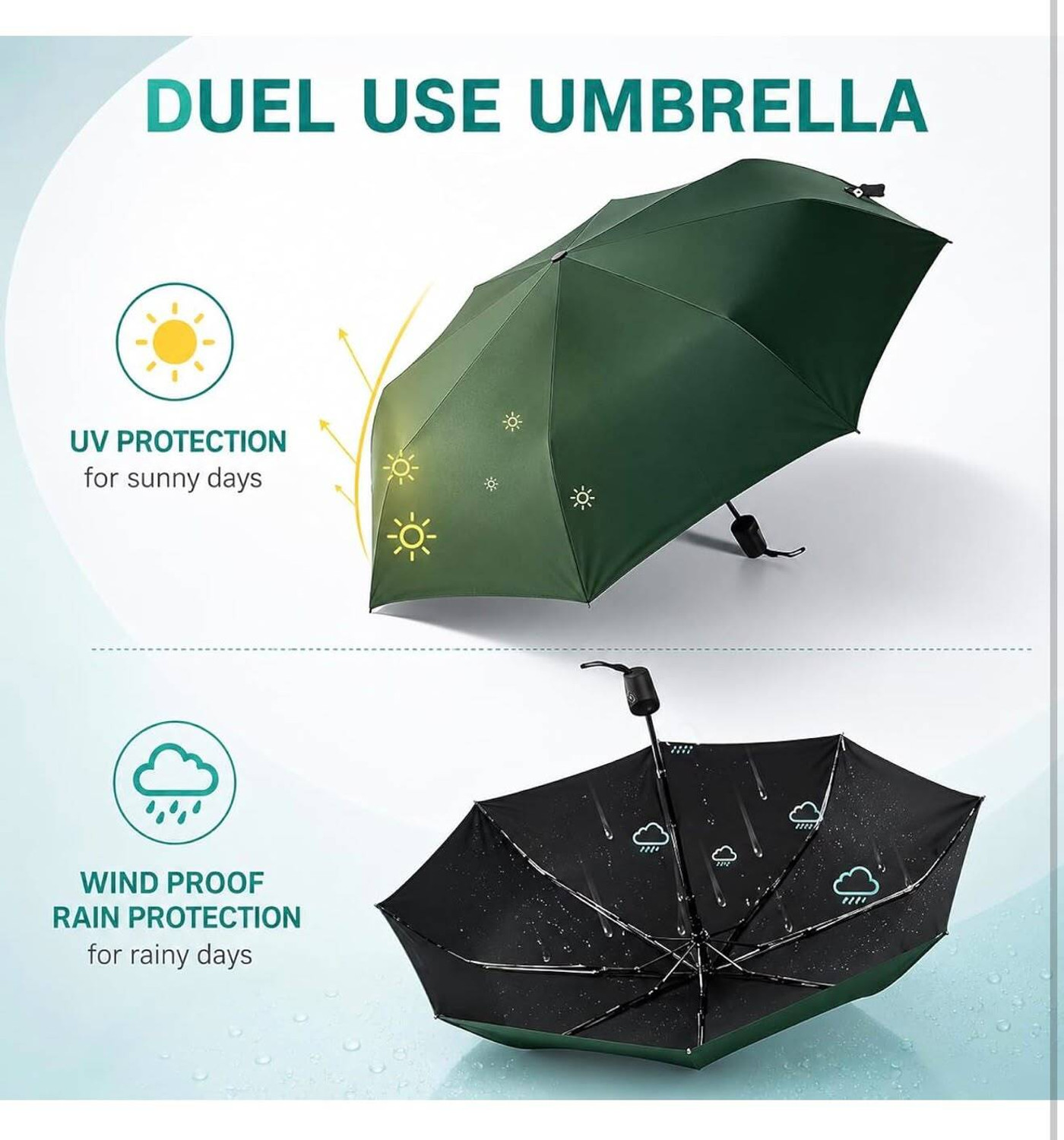 Image of Matkine UV Protection Foldable Compact Umbrella for Men & Women, Windproof Umbrella