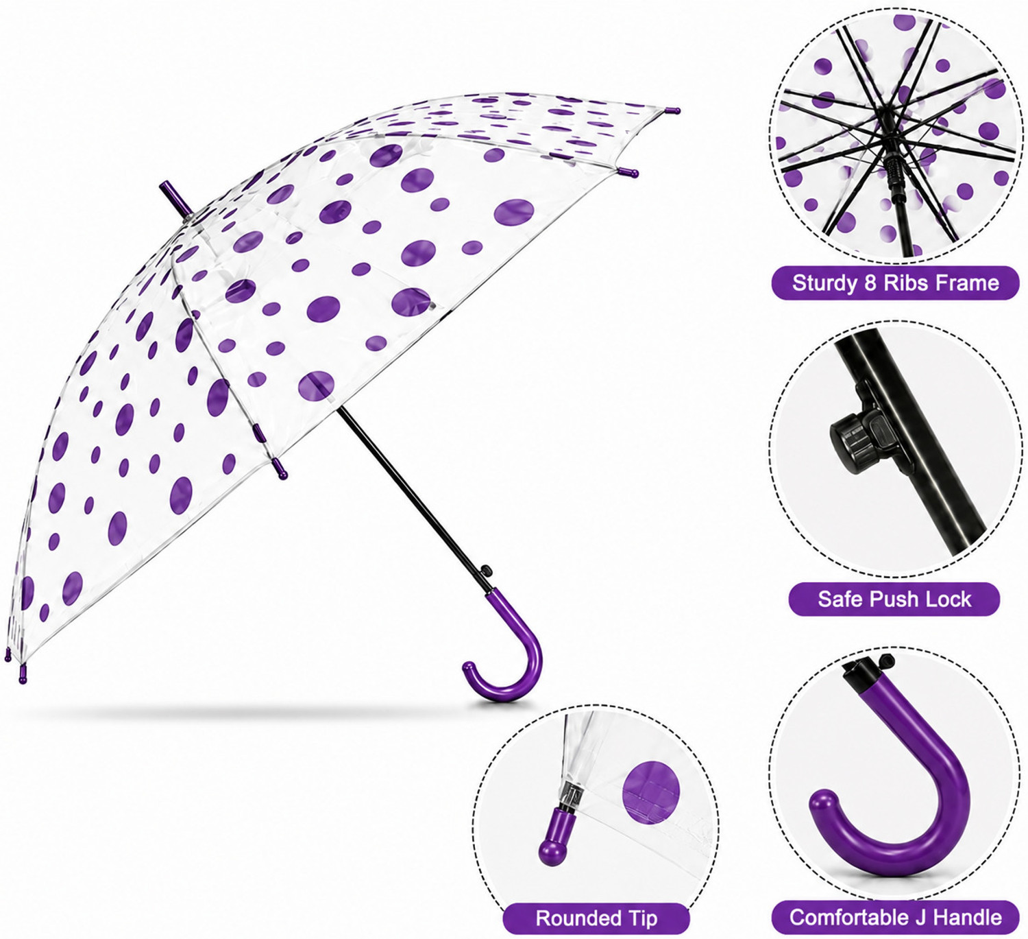 Image of Rainora Black Auto Open Stick Umbrella with Large Canopy Umbrella