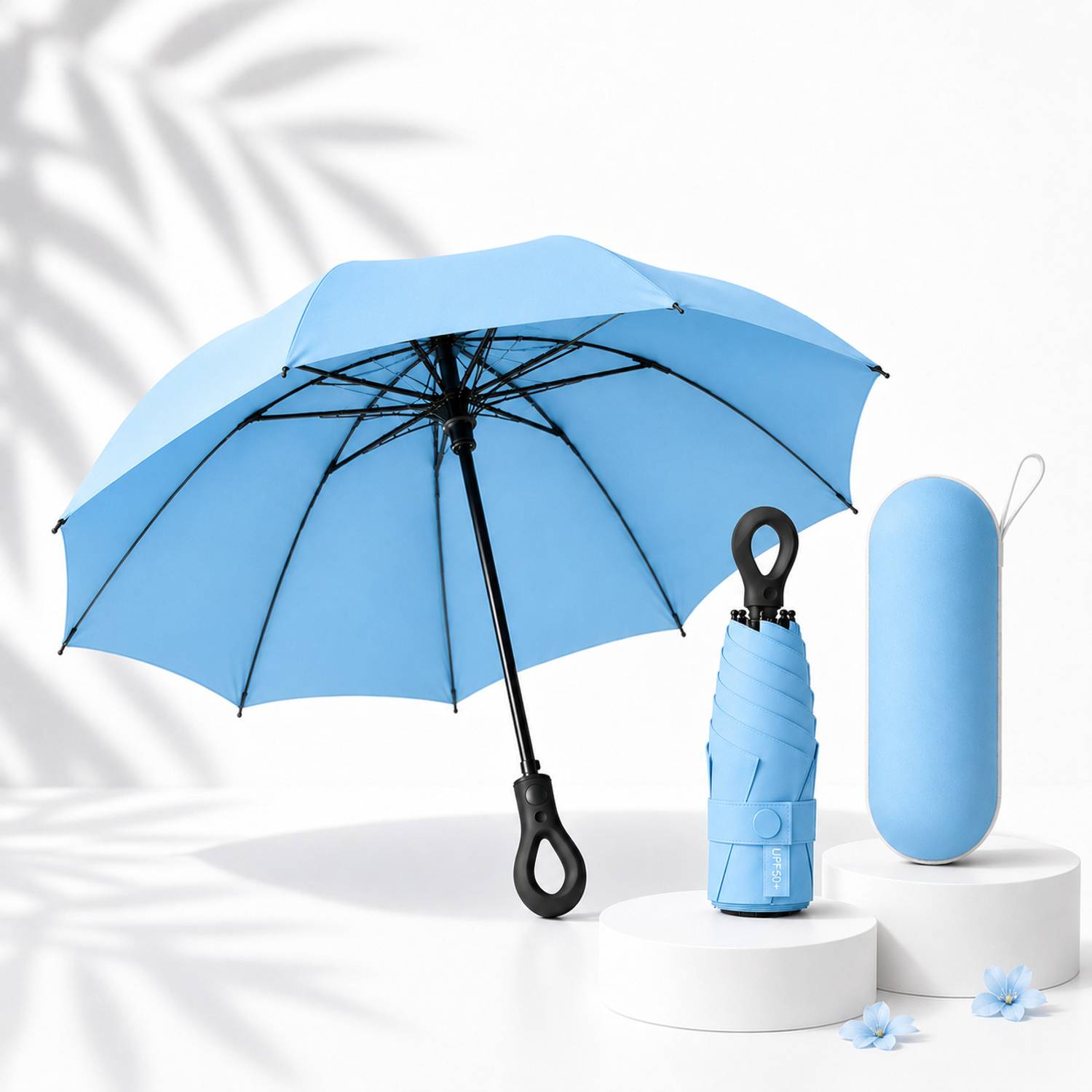 RAINGAL Auto-Open 3 Fold Umbrella For Protection Against, Rain Sun+UV Rays with cover Umbrella