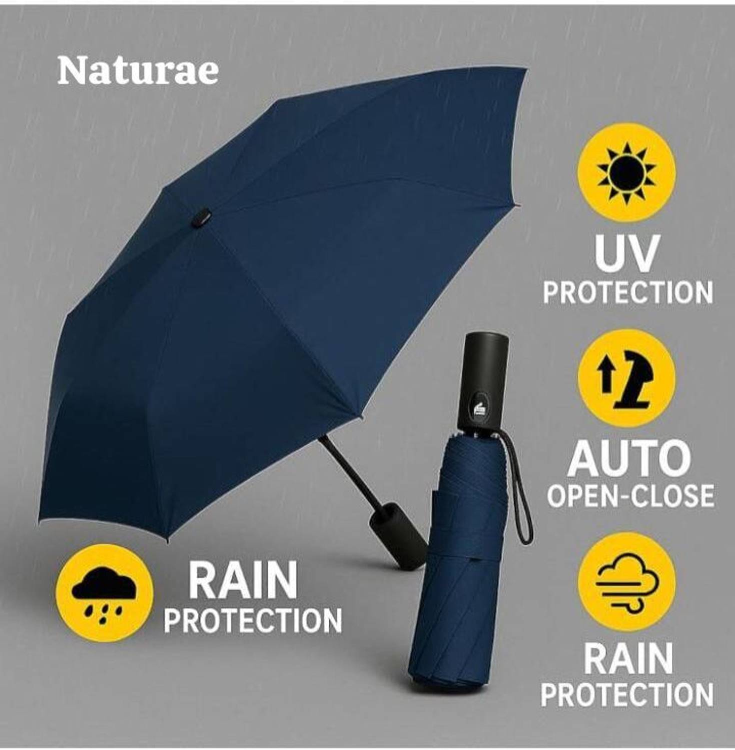 Naturae UV Foldable Umbrella | Windproof Auto Chhata for Men & Women Umbrella