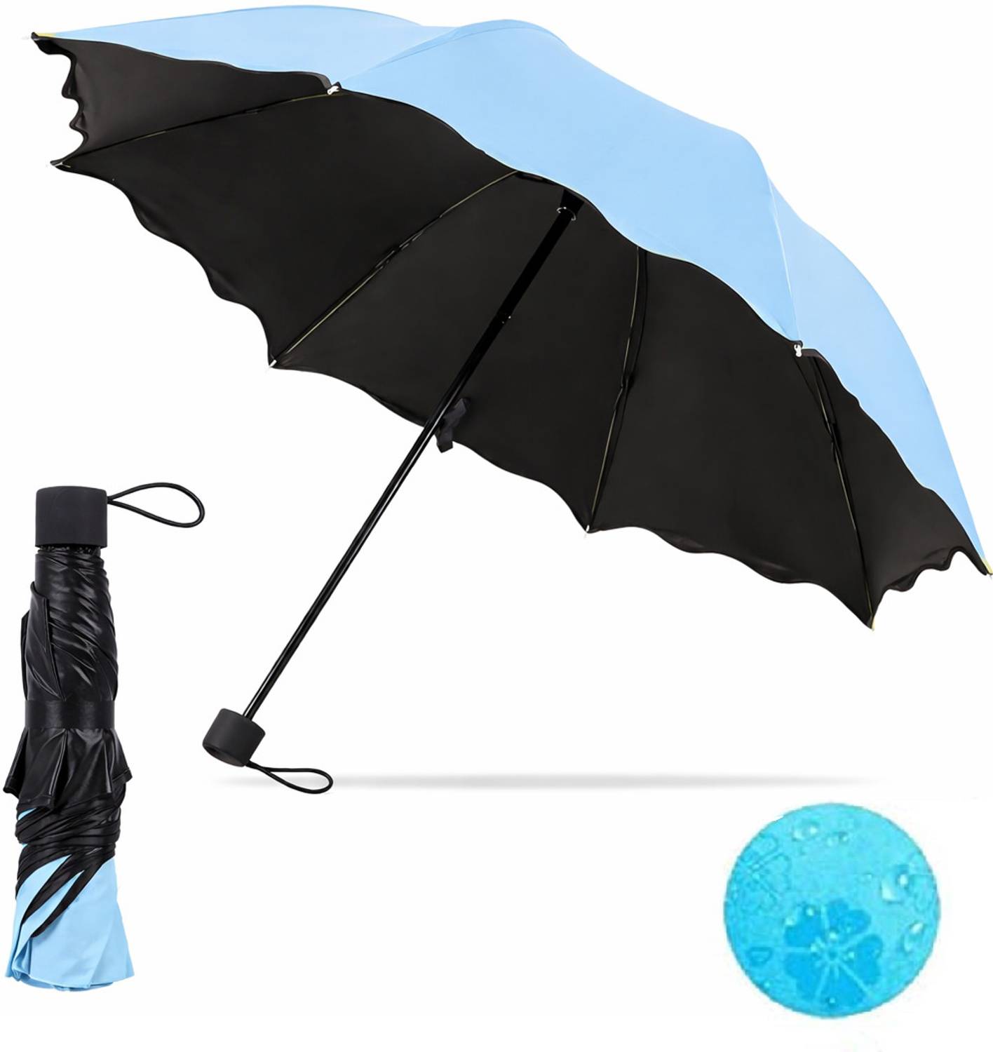LAKSHMINARAYAN SALES 3Fold travel Umbella, Beautiful Creative Magical of Blooming Flowers Design Umbrella
