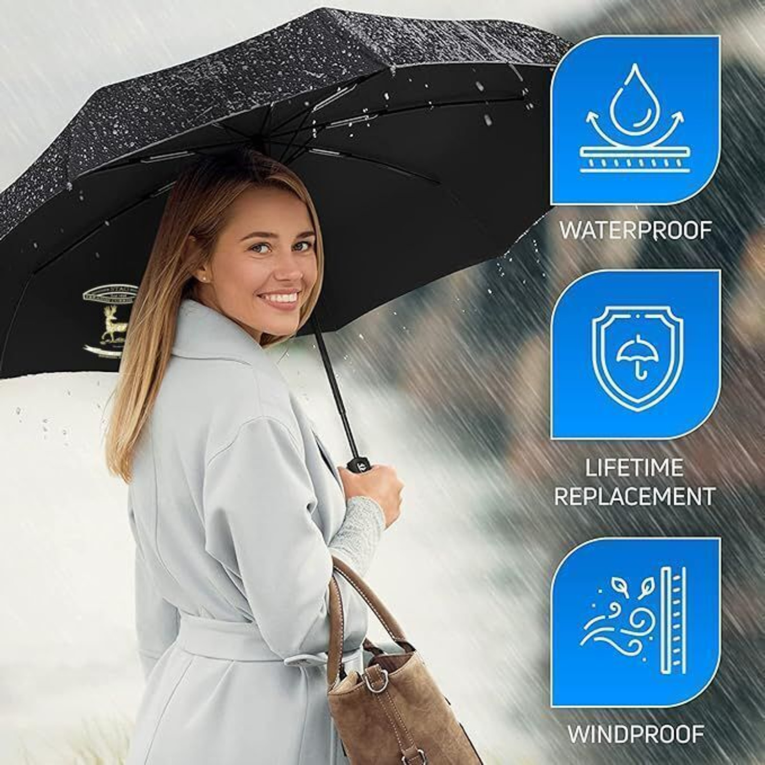 Image of STAG 21.5 Inches 2 Fold Automatic Open type Nylon Umbrella