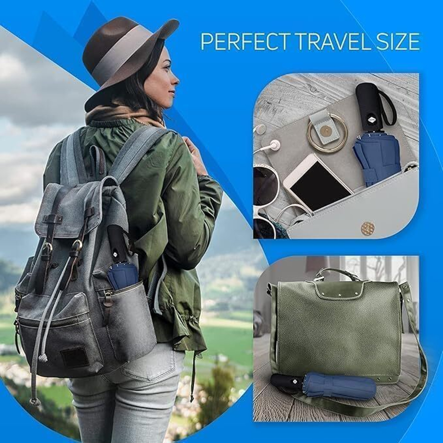 Image of SJ ENTERPRISE Automatic 3 Fold Travel Umbrella Auto Open Close Windproof for Men & Women Umbrella