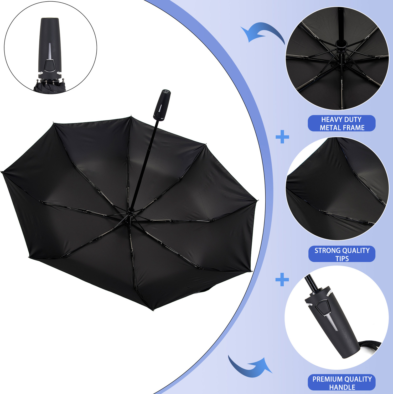 Image of GIORDANO Folding Umbrella for Unisex, Auto Open & Close, Lightweight Compact, 41 inch Canopy Umbrella