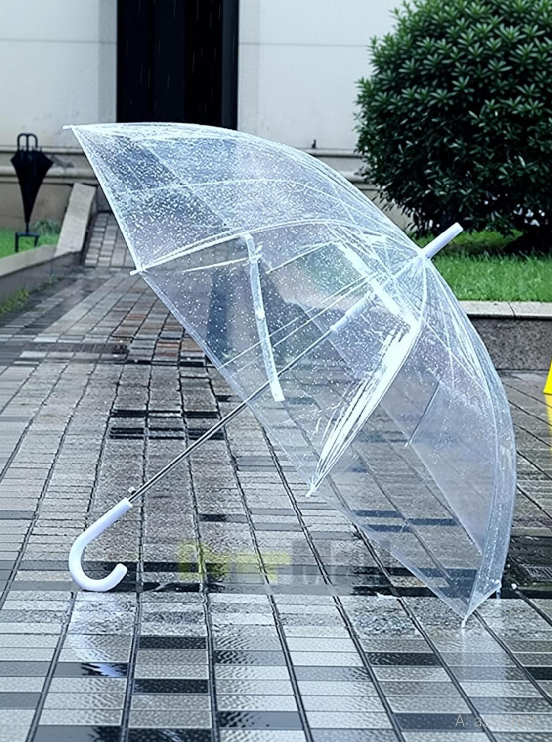 Image of VERMAJI Stylish Transparent Bubble Umbrella with J Hook Handle Umbrella