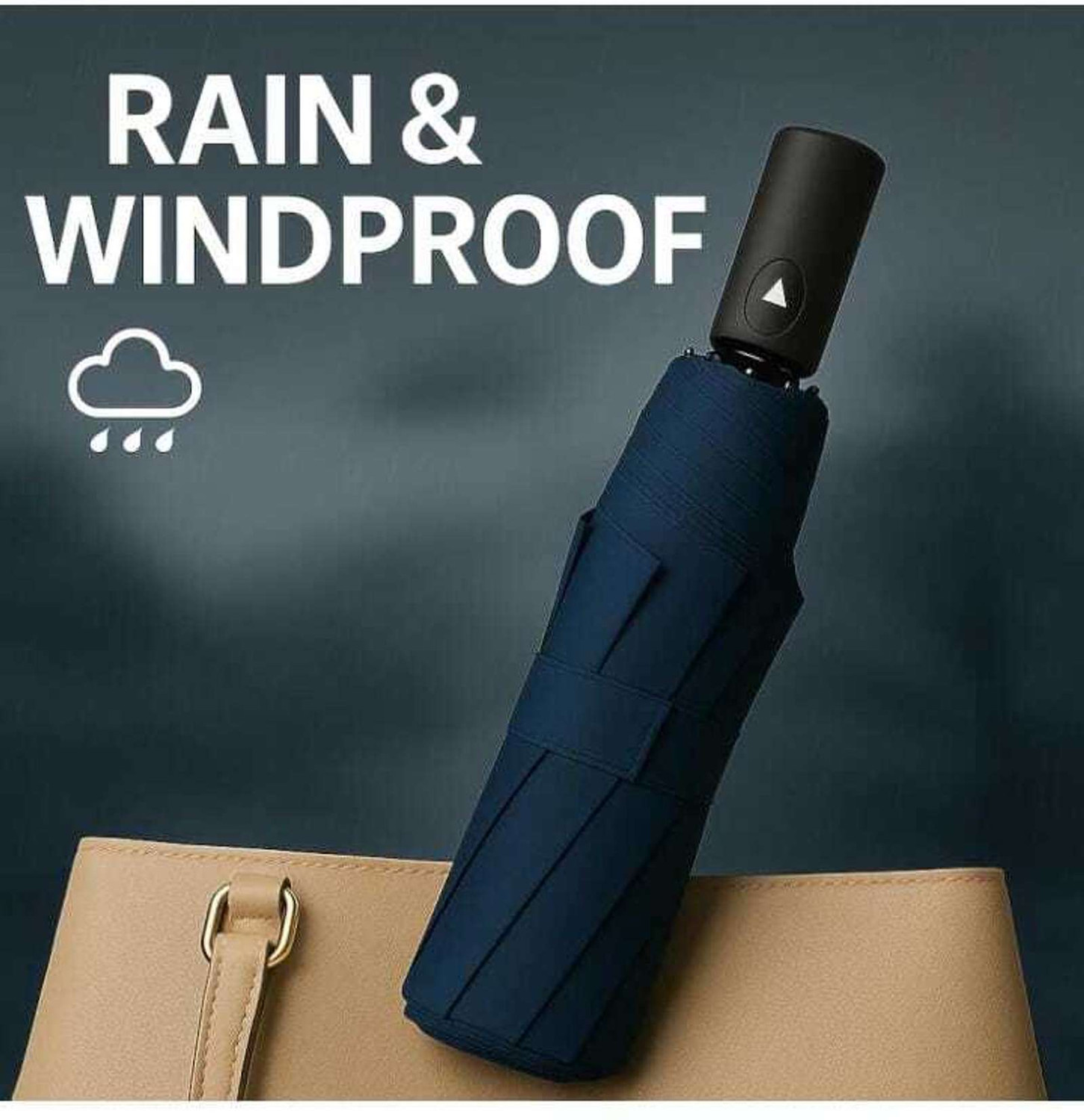 Image of velnix UV & Rain Protection Blue Umbrella | 3 Fold Automatic Open Close Umbrella