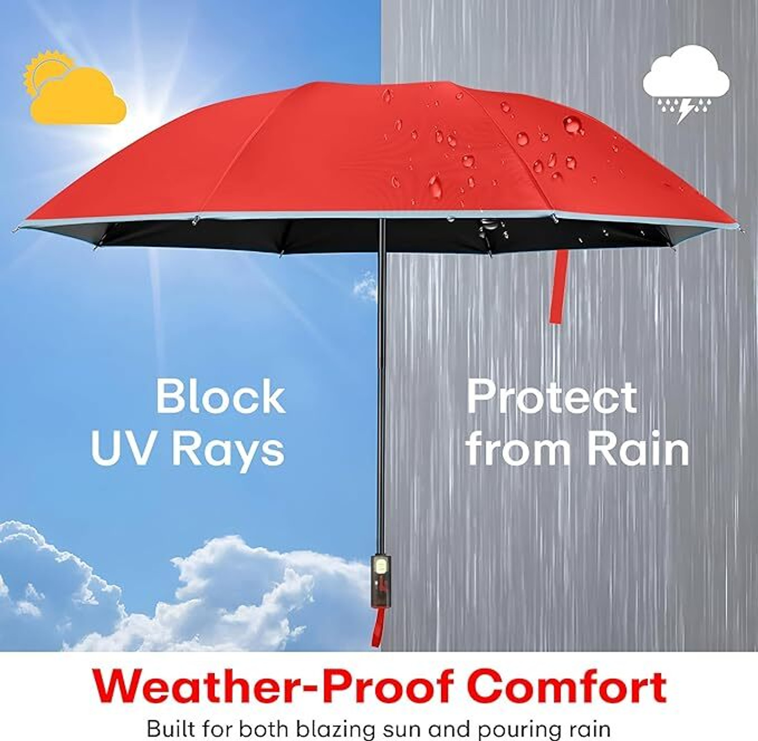 Image of primepick Natural Light Umbrella - Stylish Compact Travel Umbrella for Sun & Rain Umbrella