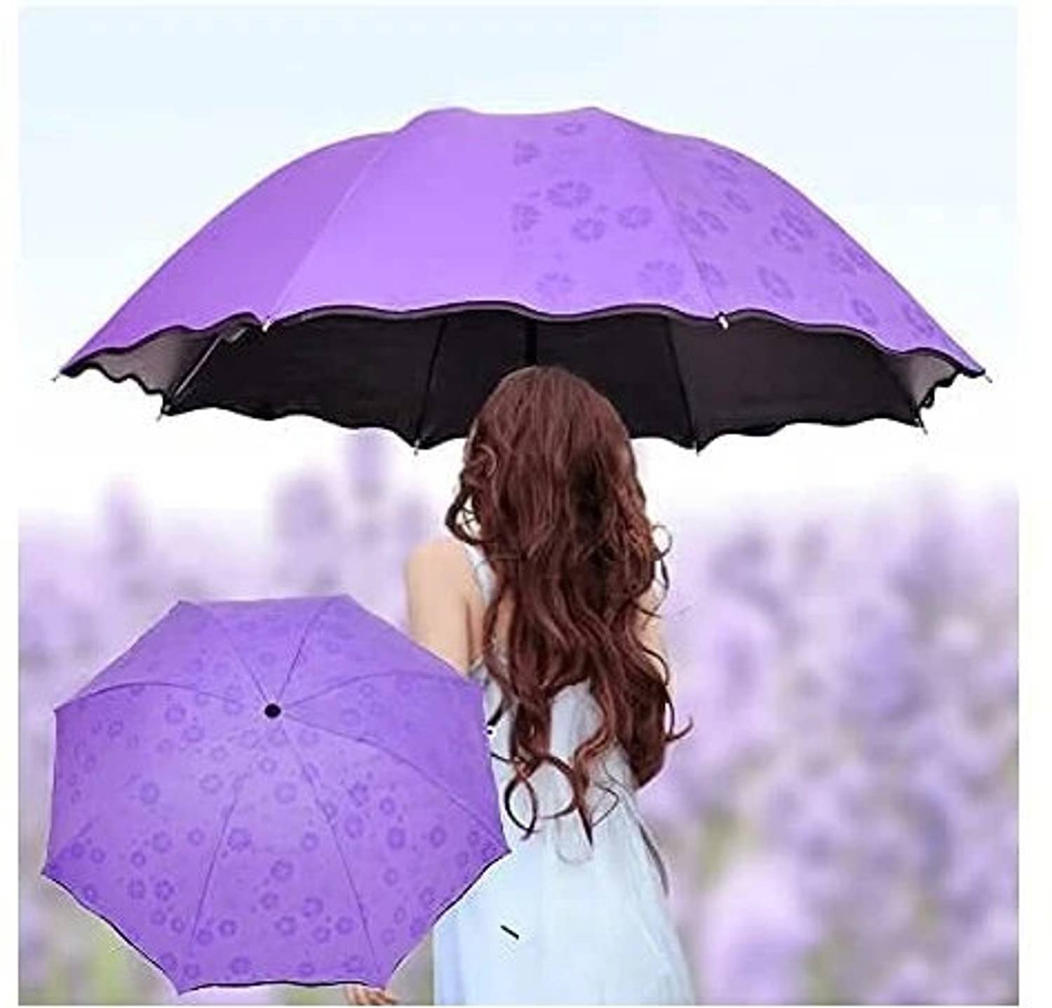 Nafeio Magic Flower Folding Umbrellas for Women Windproof Sunscreen Ult-Proof (1 Piece) Umbrella