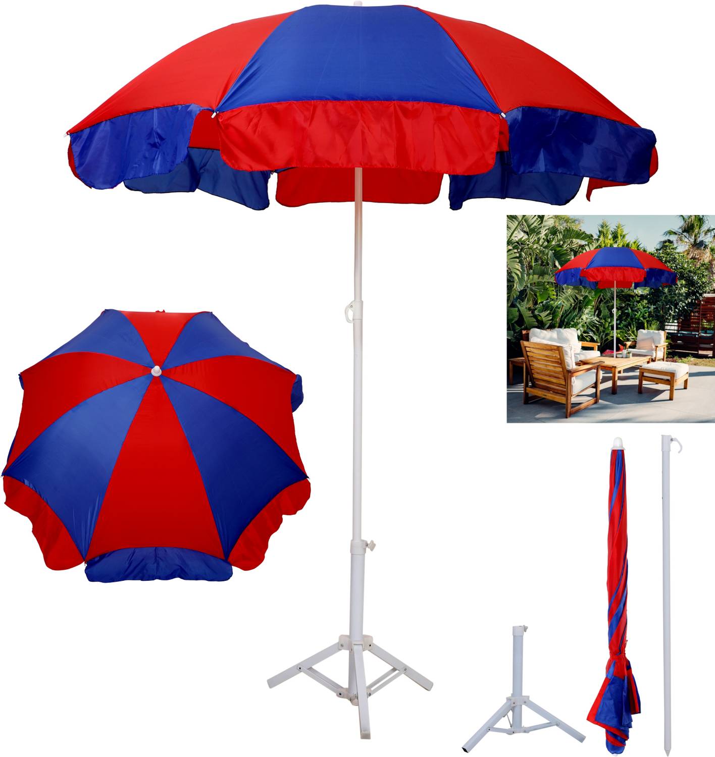 BLUEBUDS 36in/6ft Outdoor Garden Big Size Umbrella With Stand For Hotel,Restaurants Umbrella