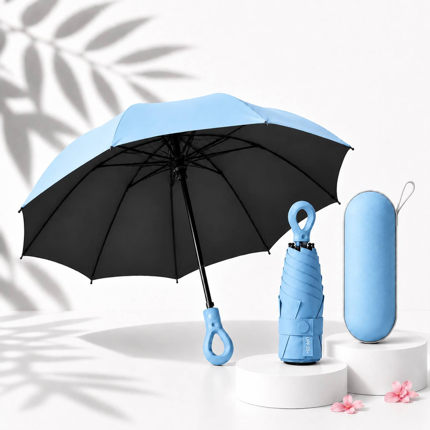 RAINGAL Auto-Open 3 Fold Umbrella For Protection Against, Rain Sun+UV Rays with cover Umbrella