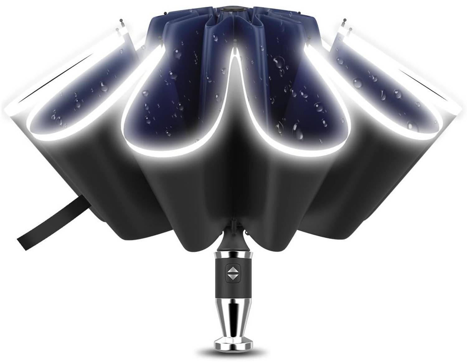 Anycho 45 Inch Auto Open and Close Reverse Umbrella for Car with Reflective Stripe Umbrella