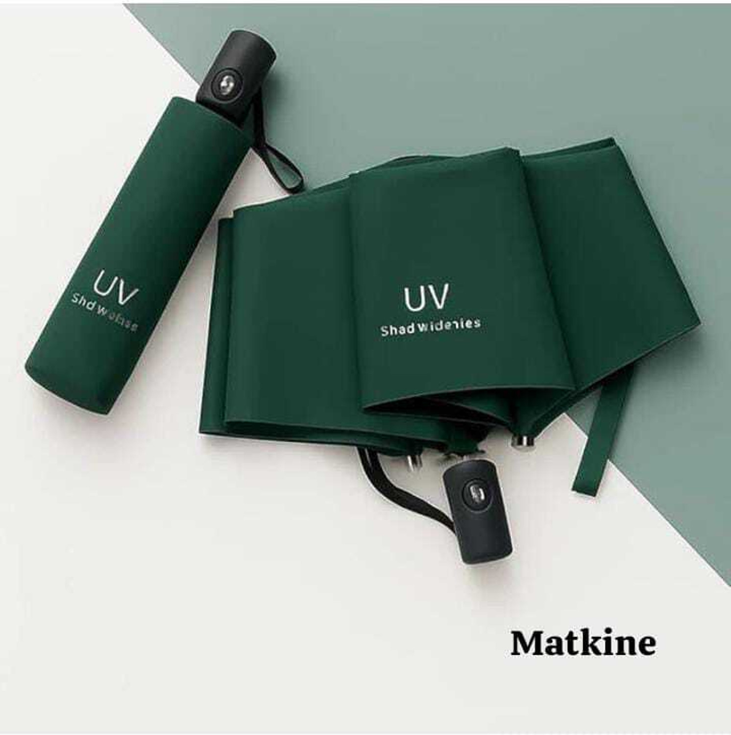 Image of Matkine 3 Fold with Auto Open and Close GREEN UV Umbrella