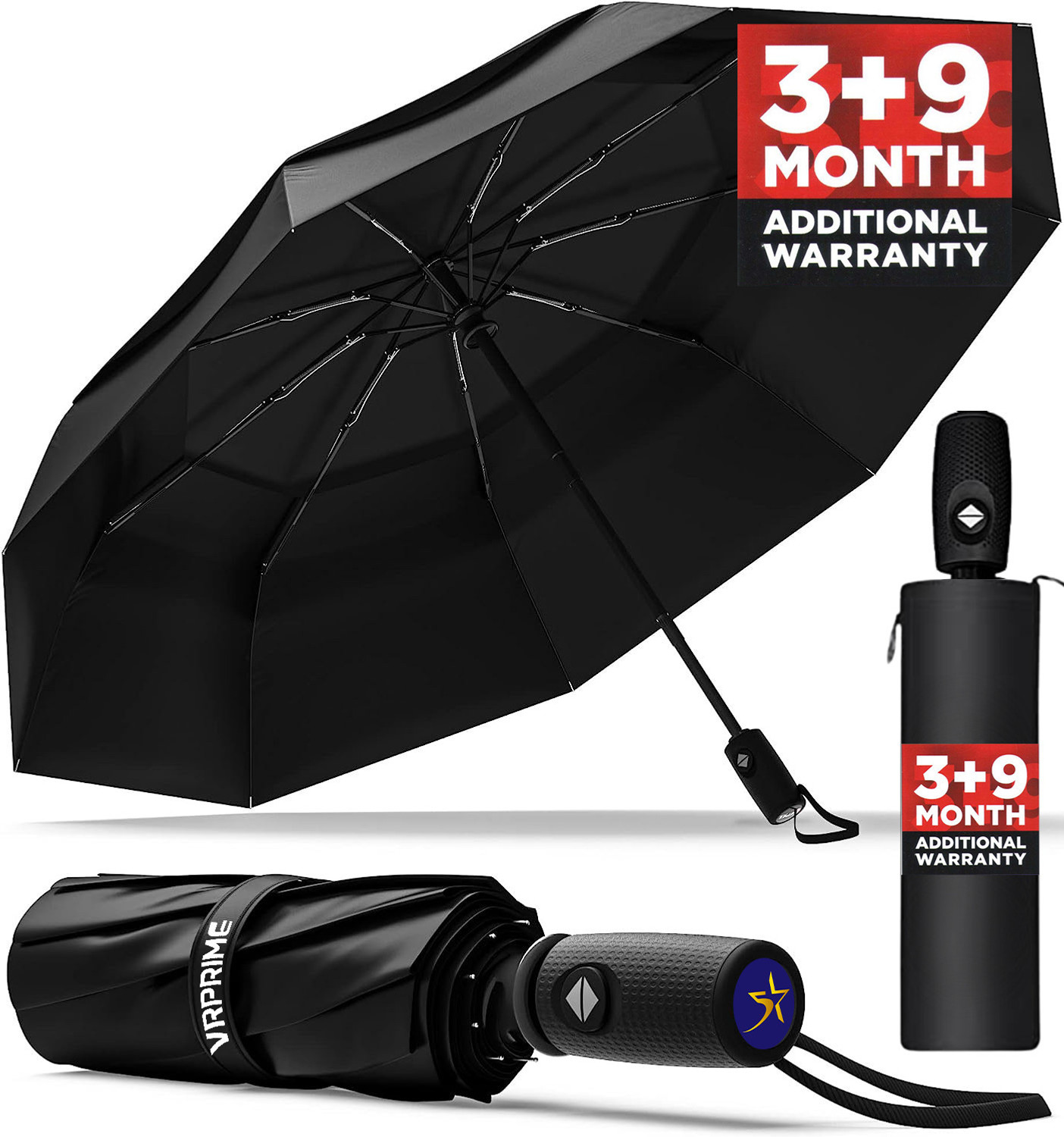 Image of VRPRIME UNBREAKABLE Umbrella for Men Women |3 Fold Umbrella with Reflective Strip 21inch Umbrella