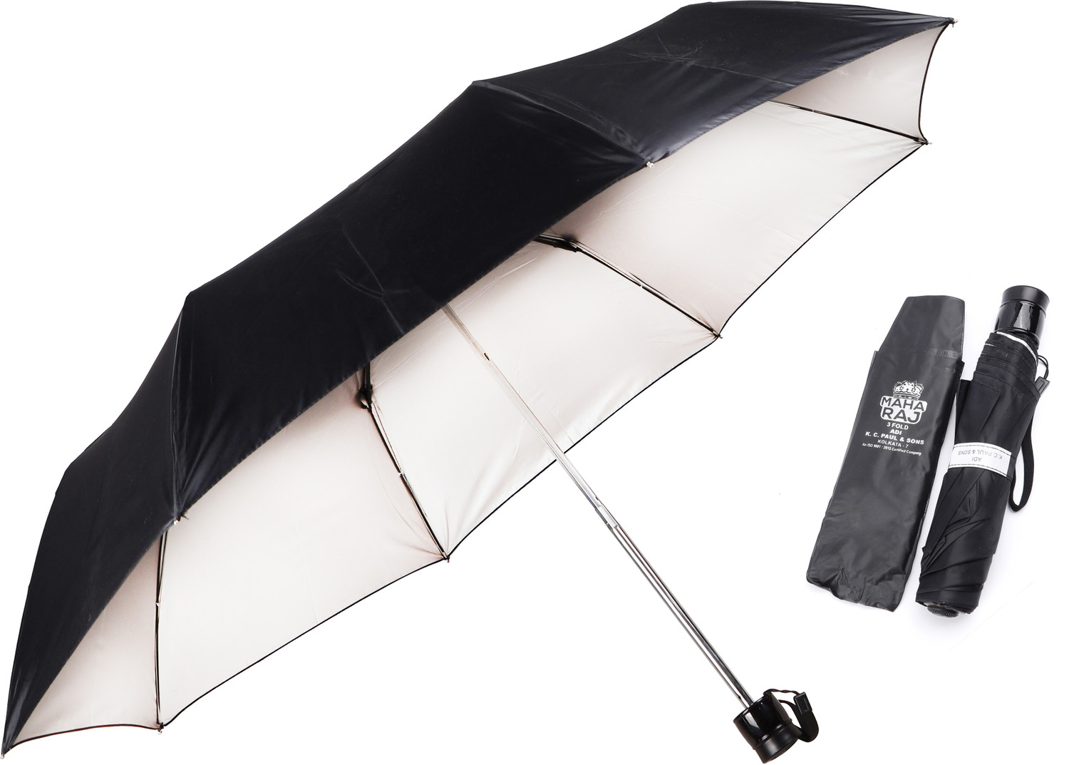 Image of Adi K.C.Paul & Sons Maha Raj 3 fold 23-inch big size umbrella for men | Umbrella for women | kc paul Umbrella