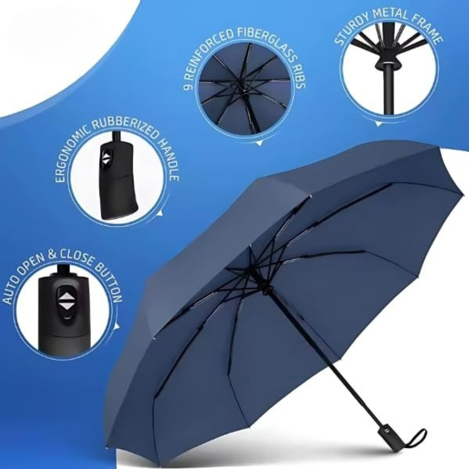 Image of Jiyan Enterprise Large Auto Open Close Umbrella Windproof UV Foldable for Men & Women Umbrella