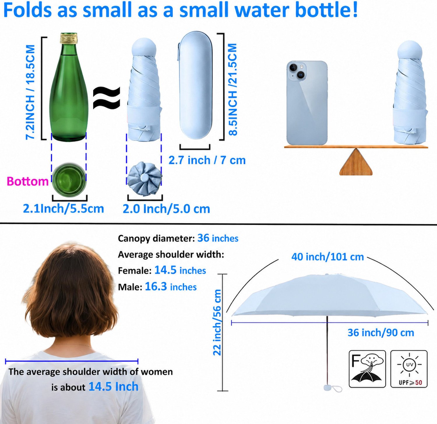 Image of CONTACTS Compact Foldable Umbrella for Men & Women Umbrella