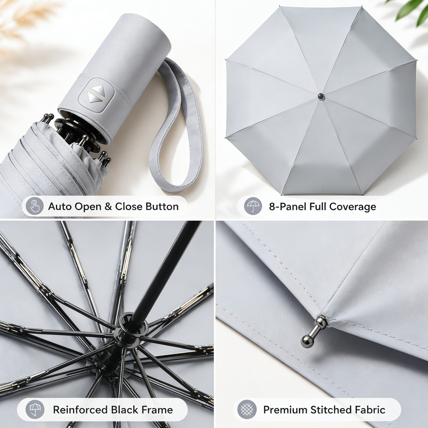 Image of AshandRoh Strong Windproof Large Golf Umbrella with Comfortable Wooden Handle Umbrella