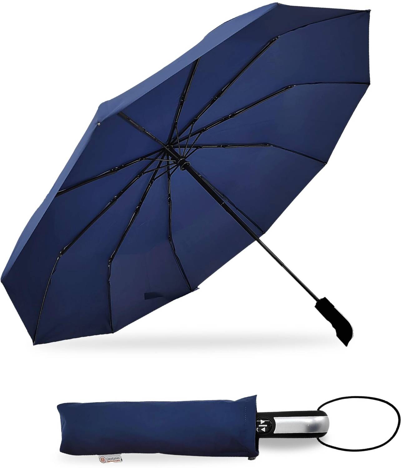 Destinio Auto Open Close Umbrella for Men & Women – Large 3 Fold Design Umbrella