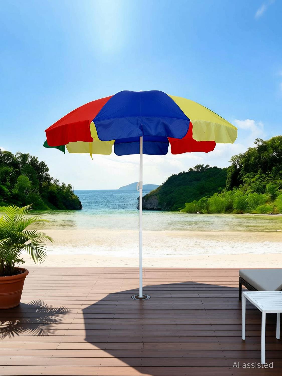 BLUEBUDS 42in/7ft Outdoor Garden Big Size Umbrella Without Stand For Hotels Beach Shop Umbrella