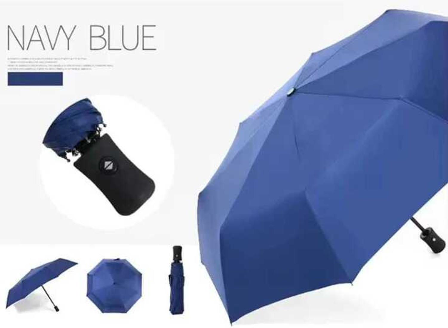 Image of Matkine 3 Fold with Auto Open and Close Navy Blue UV Umbrella