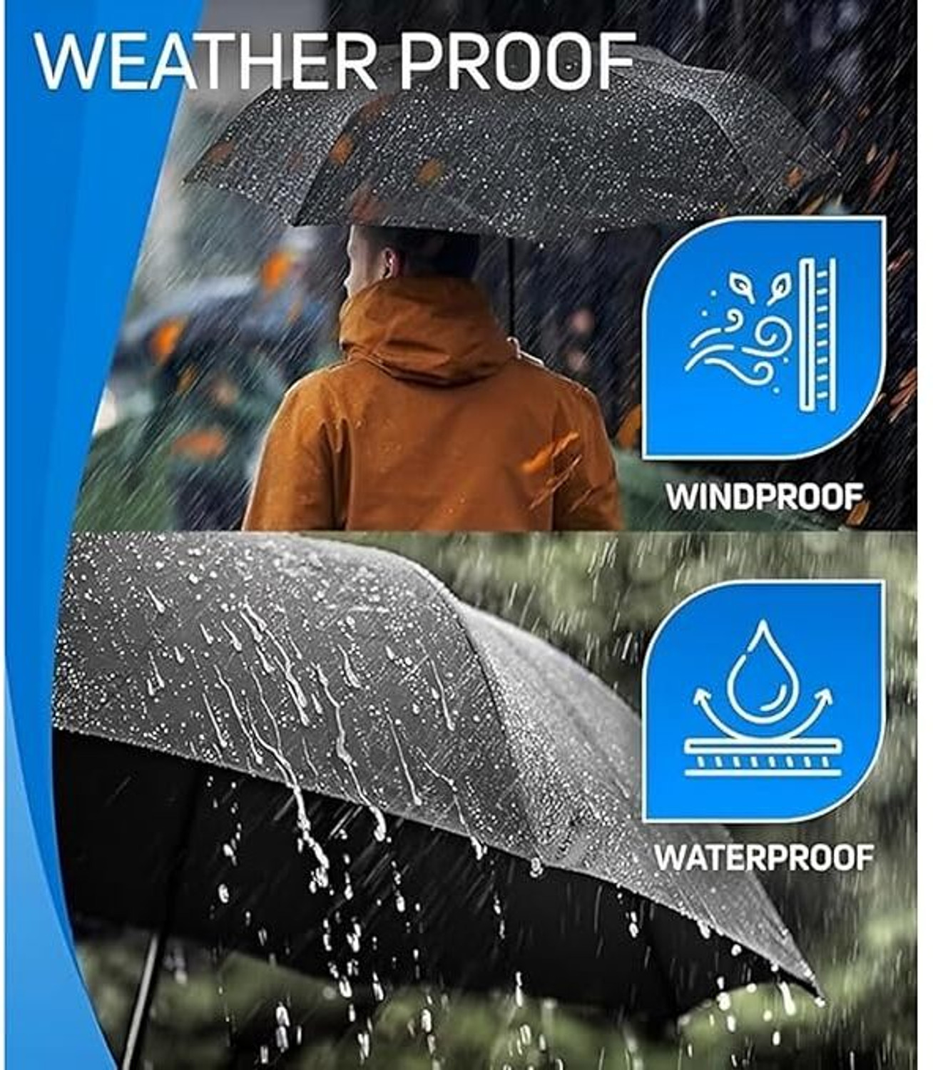 Image of FOBIXEN Large Rain Umbrella | Waterproof & Durable Umbrella for All Weather Umbrella