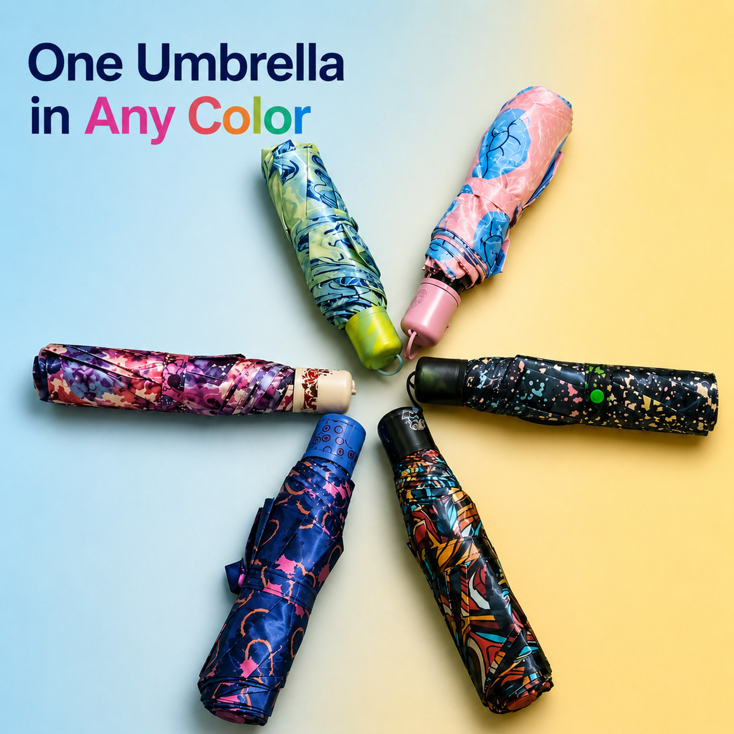 Image of Isha Compact Folding Printed Umbrella for Men & Women | Lightweight Portable Umbrella