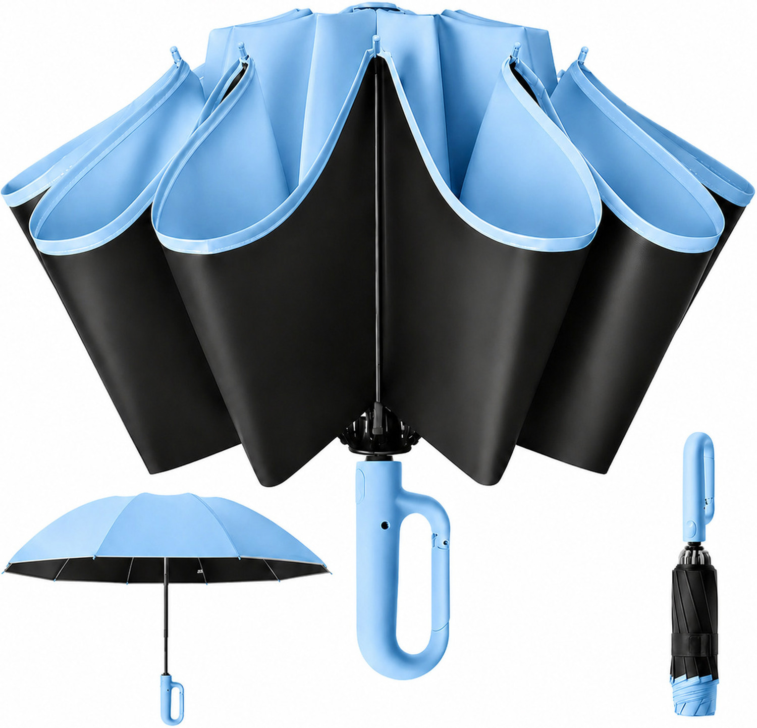 Image of Toriyox Travel Umbrella Reverse Rain and Sun Windproof Compact, Automatic Open Close Umbrella