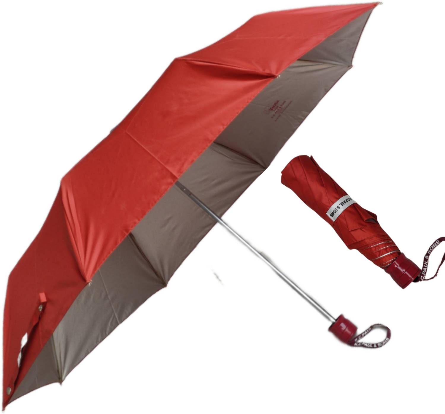 K.C. PAUL & SONS VARSHA 3 FOLD RUST COLOUR UMBRELLA Umbrella