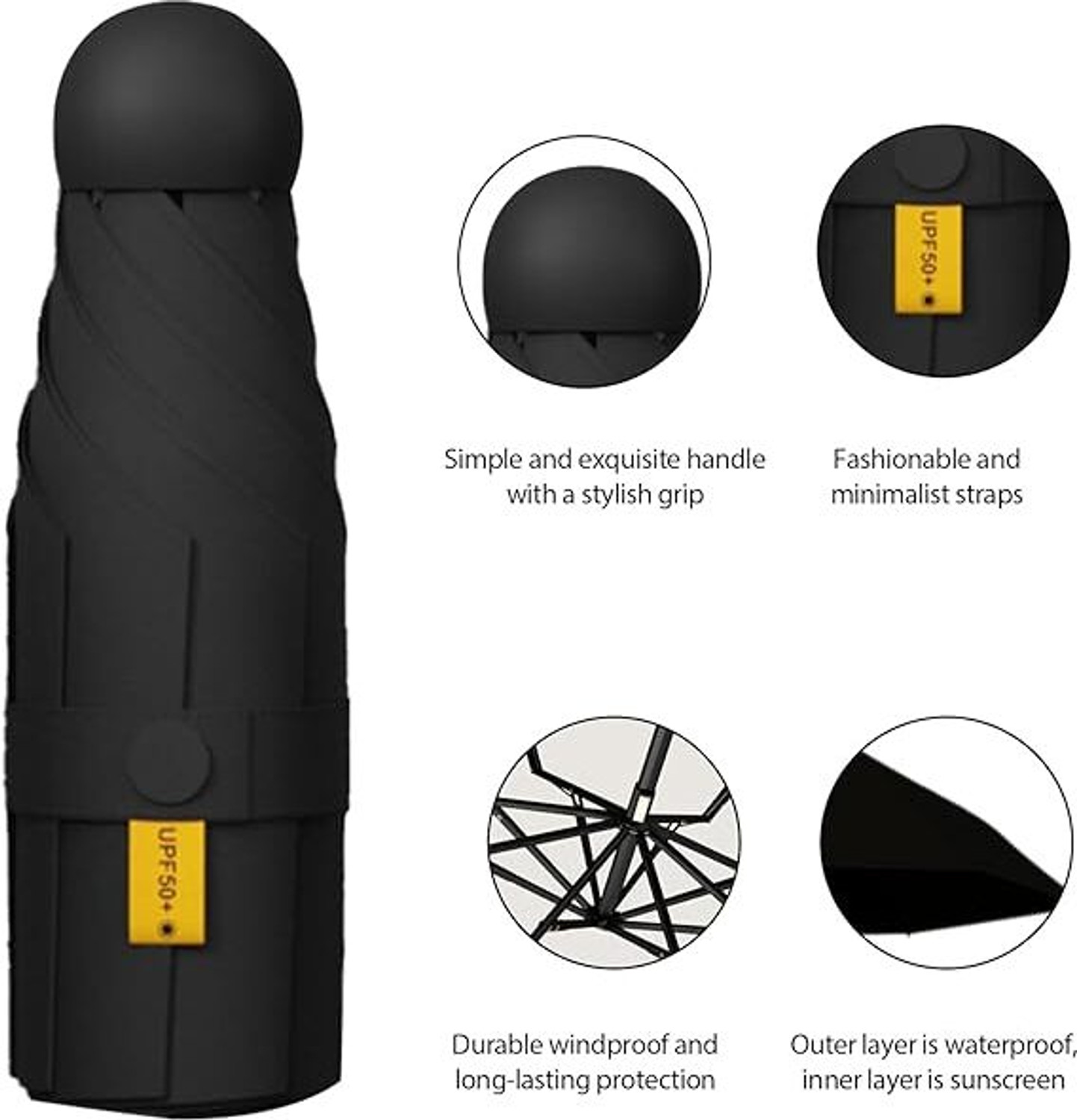 Image of CITRODA Pocket Travel Umbrella Windproof (Manual Open) Sun Rain Mini Ultra-Light 2 Fold Umbrella