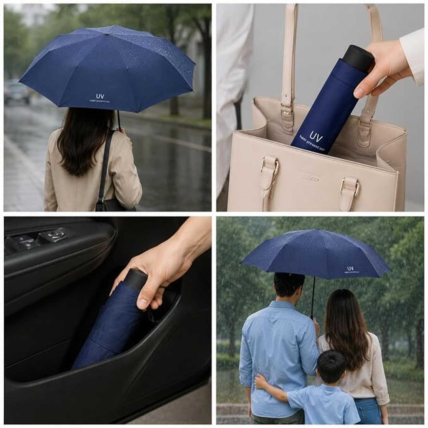Image of Trivox Compact Folding Umbrella for Rain, UV Protection, Windproof, Portable Umbrella