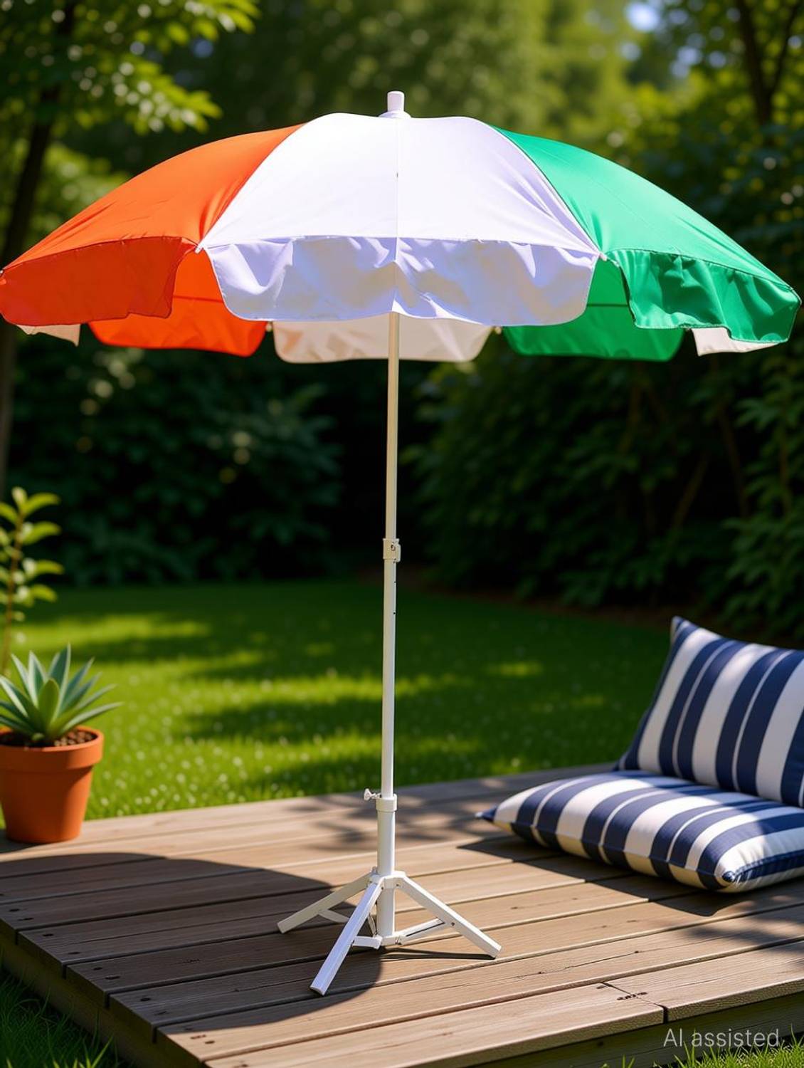 BLUEBUDS 42in/7ft Outdoor Garden Big Size Umbrella With Stand For Hotels Beach And Shop Umbrella