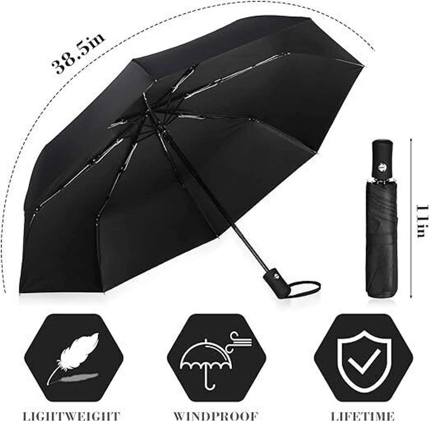 Image of Umbrelix 3 Fold Fully Automatic Umbrella for Rain & UV Protection Umbrella