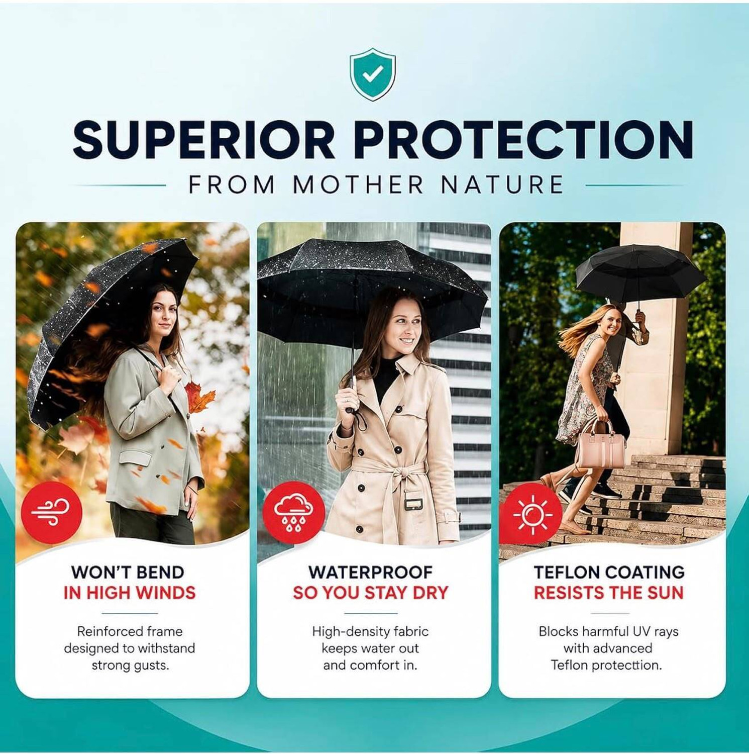 Image of Matkine UV Protection Foldable Compact Umbrella for Men & Women, Windproof Umbrella