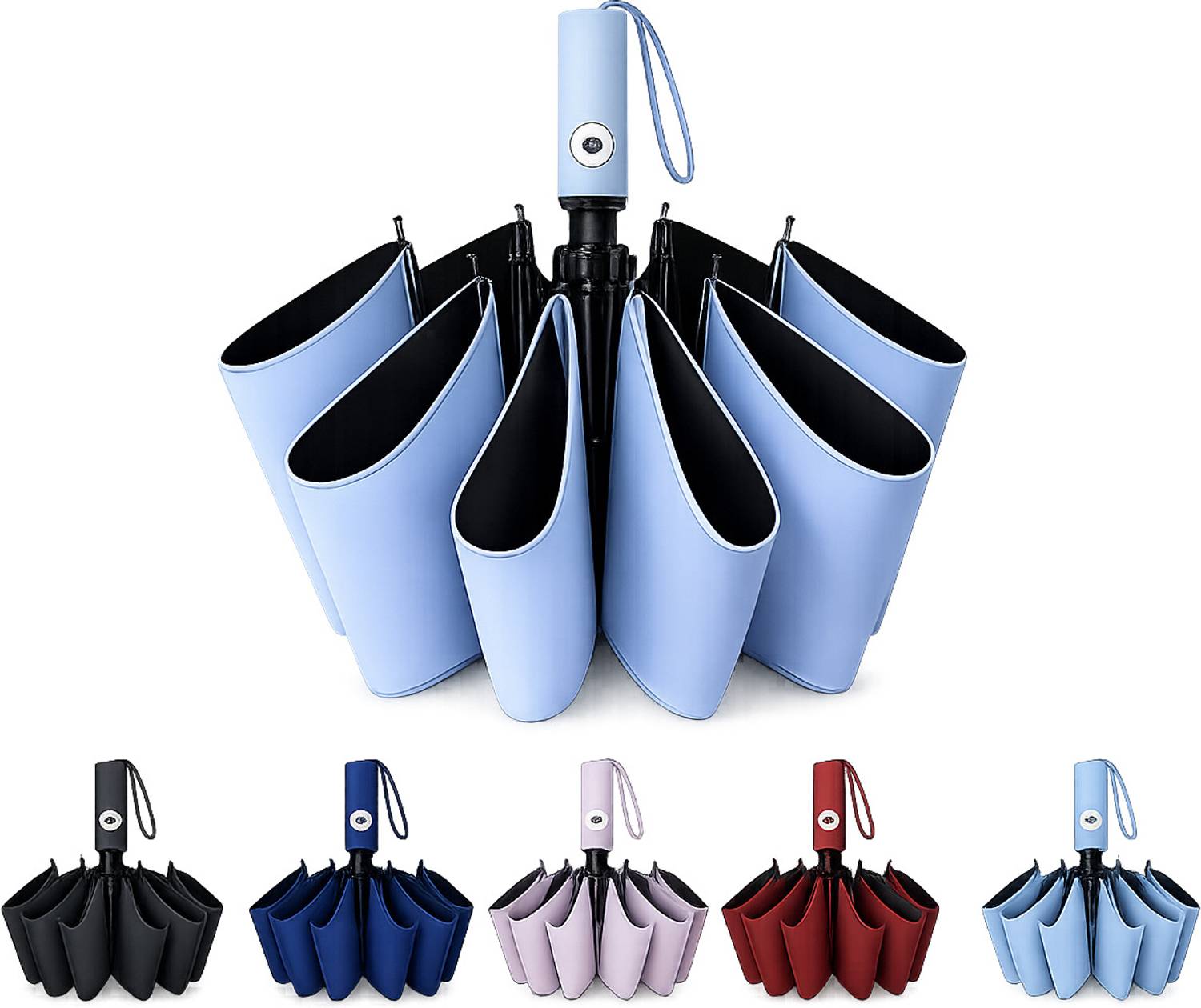 Joseph Joseph Travel Mini UV Protection Manual Open 6 Ribs Sun & Rain, with Case Umbrella