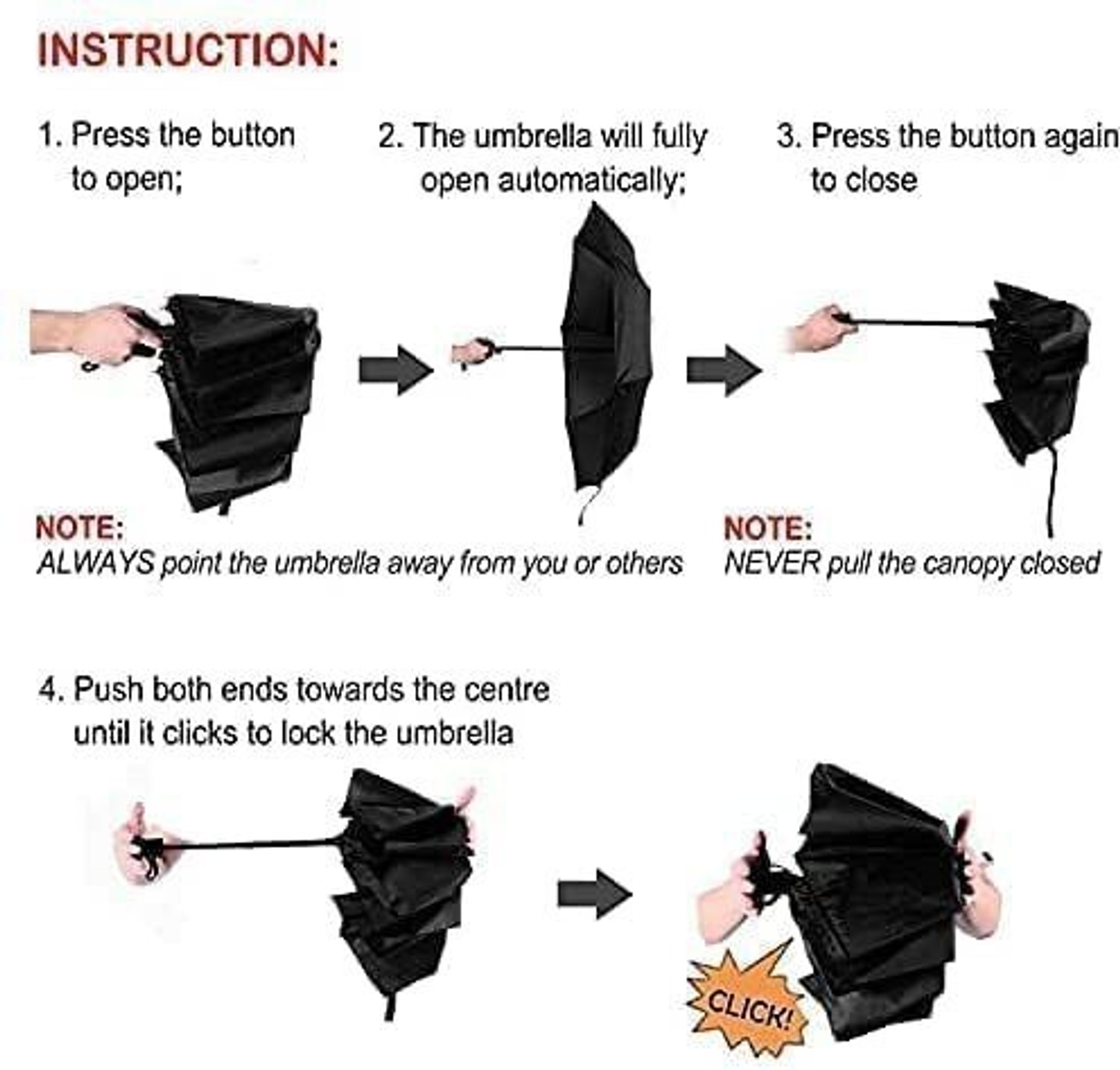Image of EVACO 3-Fold Umbrella Windproof,Compact & Easy Auto Open / Close Umbrella (Black) Umbrella