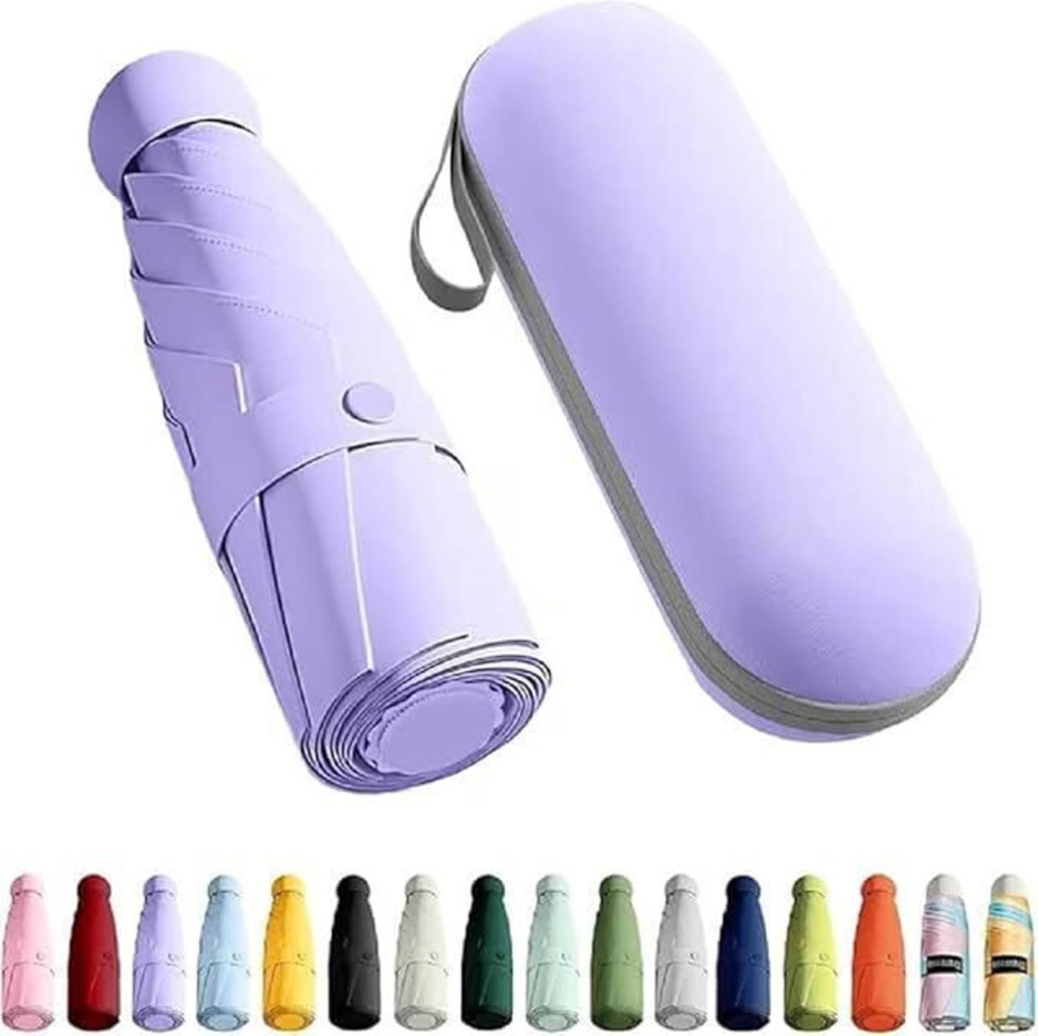 Cairoman Mini Umbrella with Case for Men & Women Travelling UV Protect Fabric for Summer Umbrella