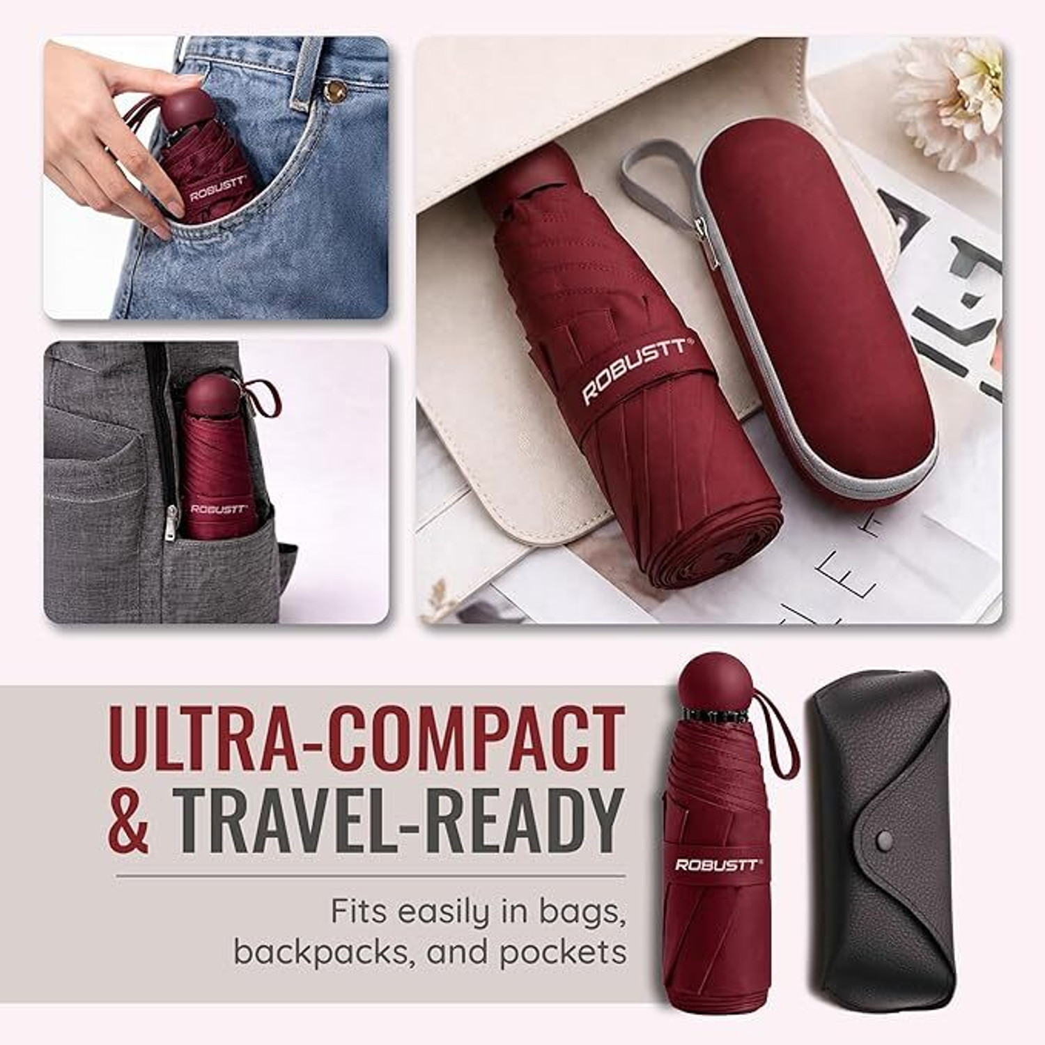 Image of Robustt Mini Capsule Folding Compact & Lightweight umbrella|Sun & Rain Protection Travel Umbrella