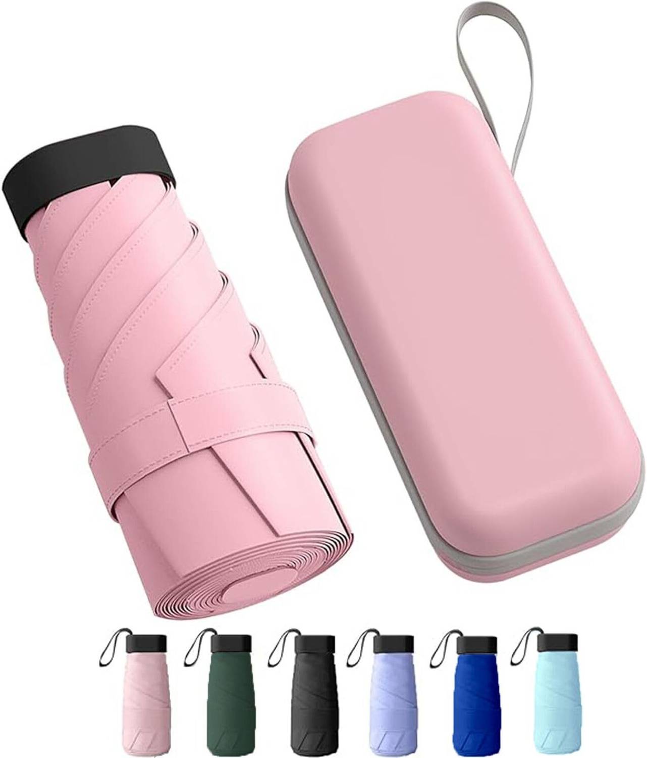 EIUE Travel Mini UV Protection Manual Open 6 Ribs Sun & Rain, with Case Umbrella
