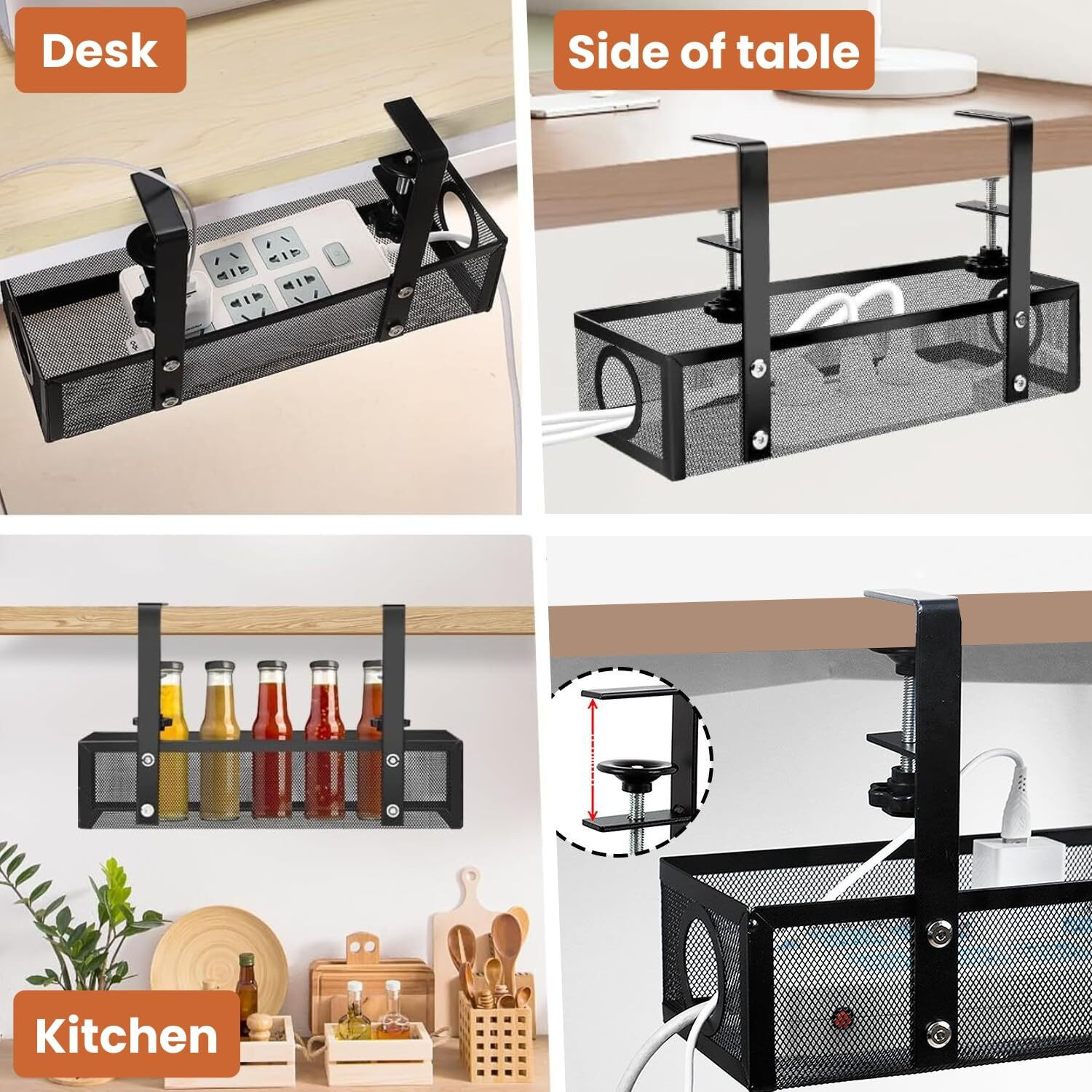 Image of KRISHAV WORLD 1 Compartments METAL STEEL POWDER COATED STEEL UNDER DESK CABLE MANAGEMENT TRAY