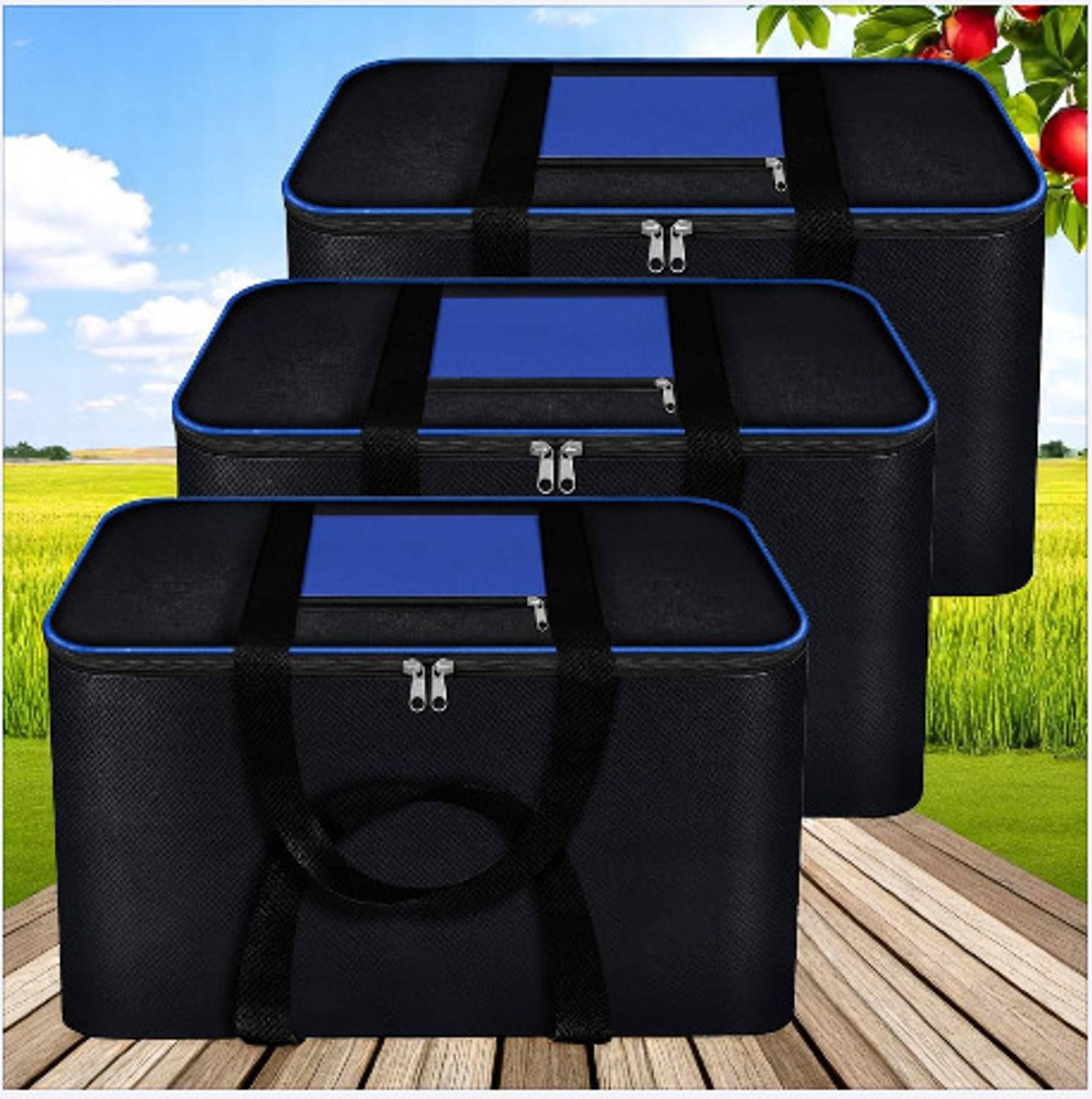 buyeasy 3 Pack Moisture Proof Nylon Large Size Underbed Storage Bag Storage Box (Blue) Under Bed Storage