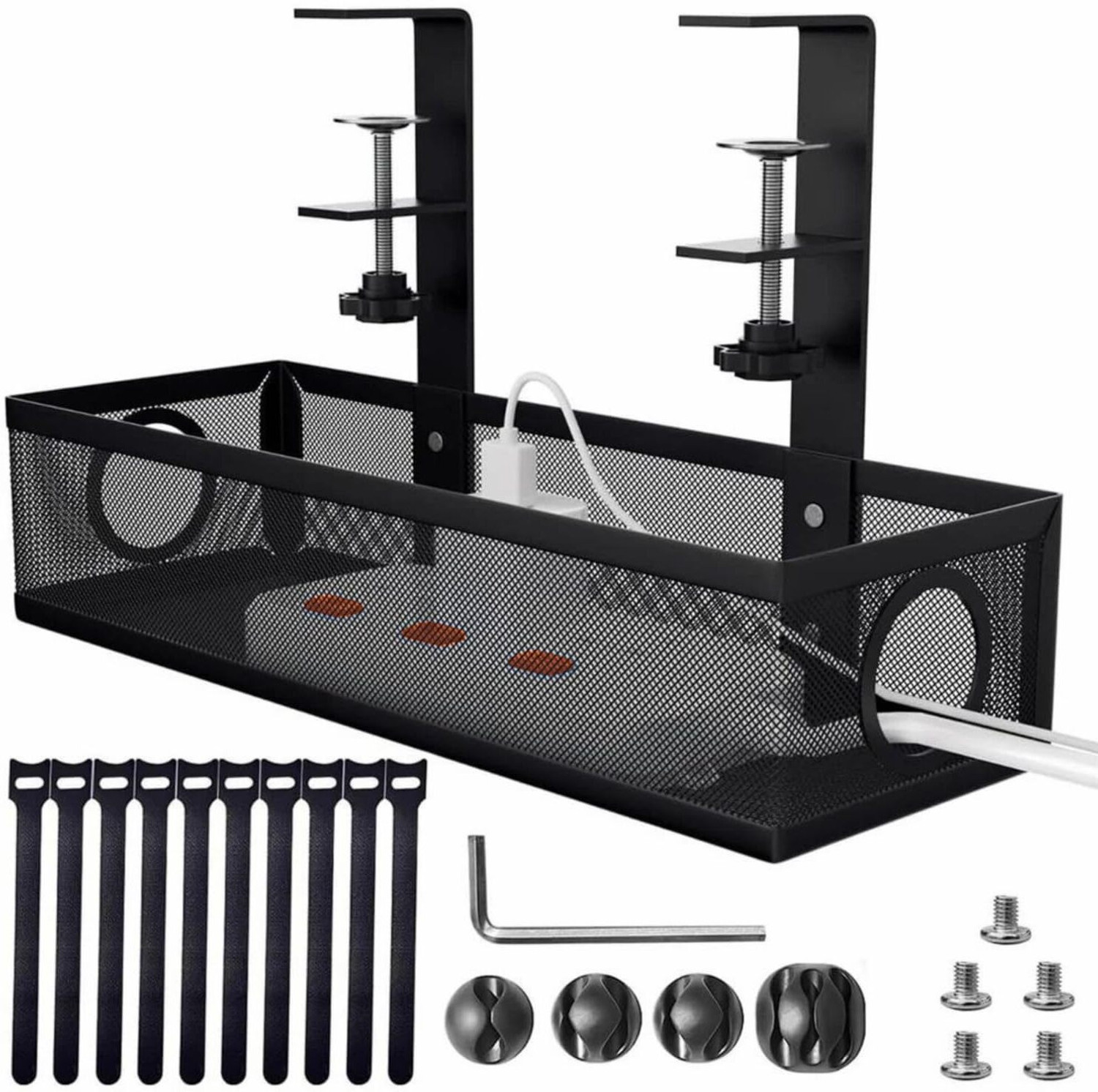 Image of Lenox 1 Compartments METAL STEEL POWDER COATED STEEL UNDER DESK CABLE MANAGEMENT TRAY