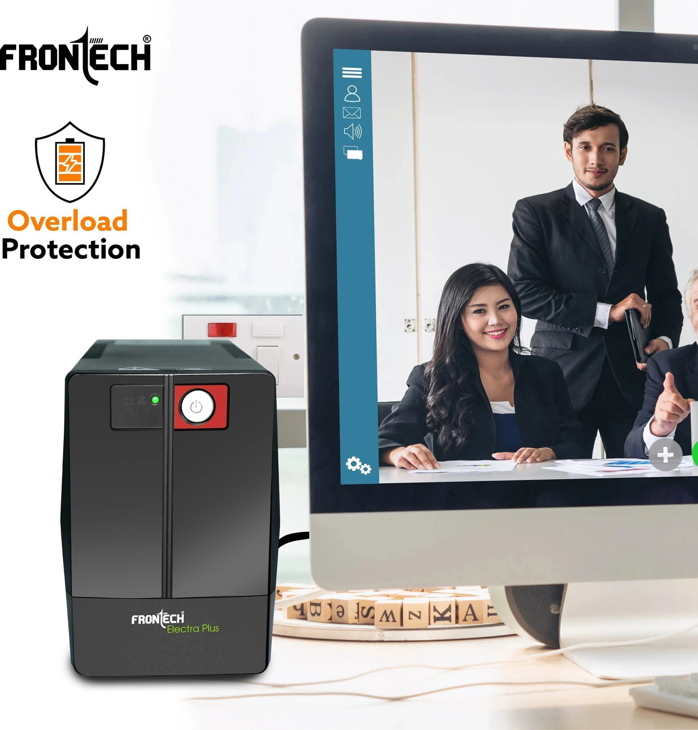 Image of Frontech UPS Electra Plus 600VA /360W, Uninterrupted Power Supply System FT-2564 220 V Line-interactive Rack-mount Model UPS with Overload Protection 3 Outlet Plugs