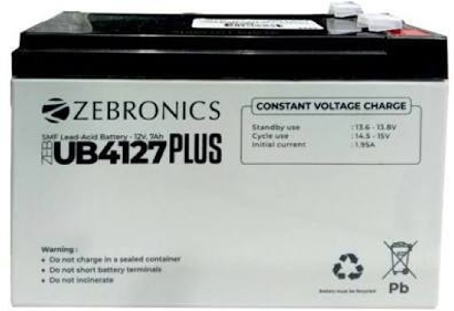 Image of ZEBRONICS ZEB UPS BATTERY 12V 7AH ZEB UPS BATTERY 12 V Online /double-conversion Rack-mount Model UPS with Overload Protection 15 Outlet Plugs