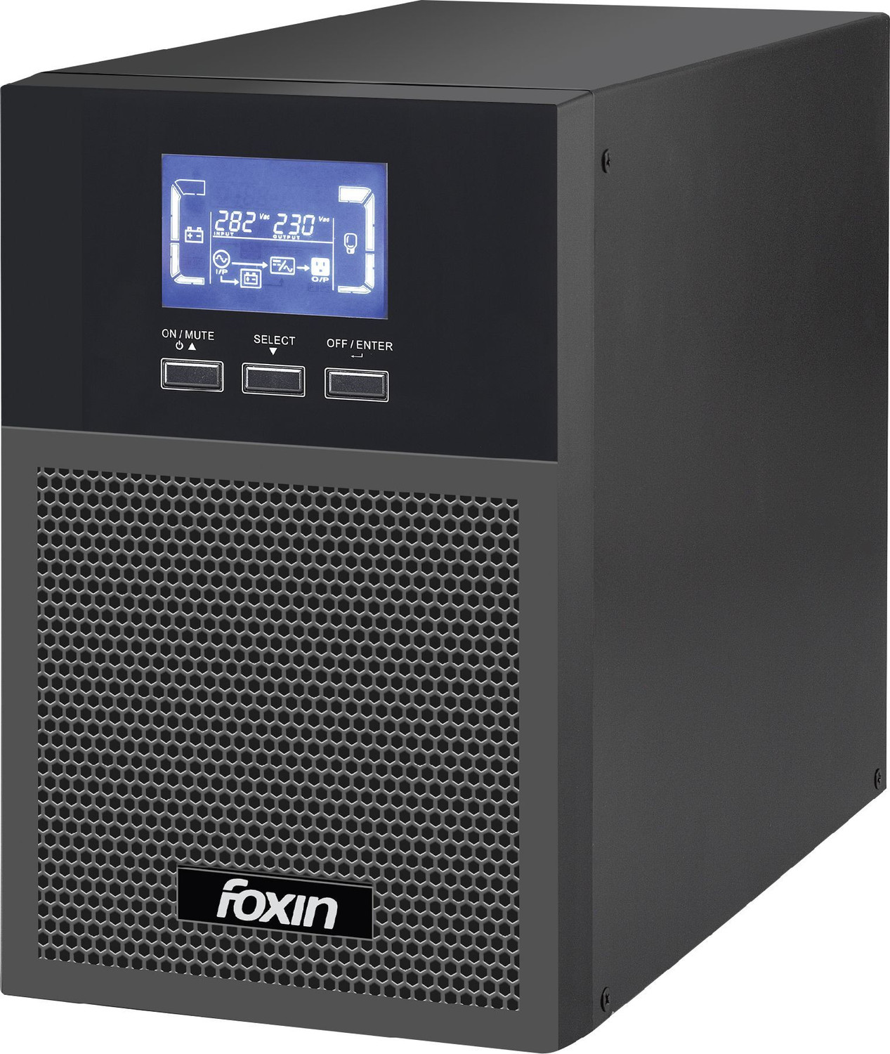 Image of Foxin 1000VA LED Uninterrupted Power Supply FPS 1000B 230 V Online /double-conversion Tower Model UPS with Overload Protection with Digital Display 3 Outlet Plugs