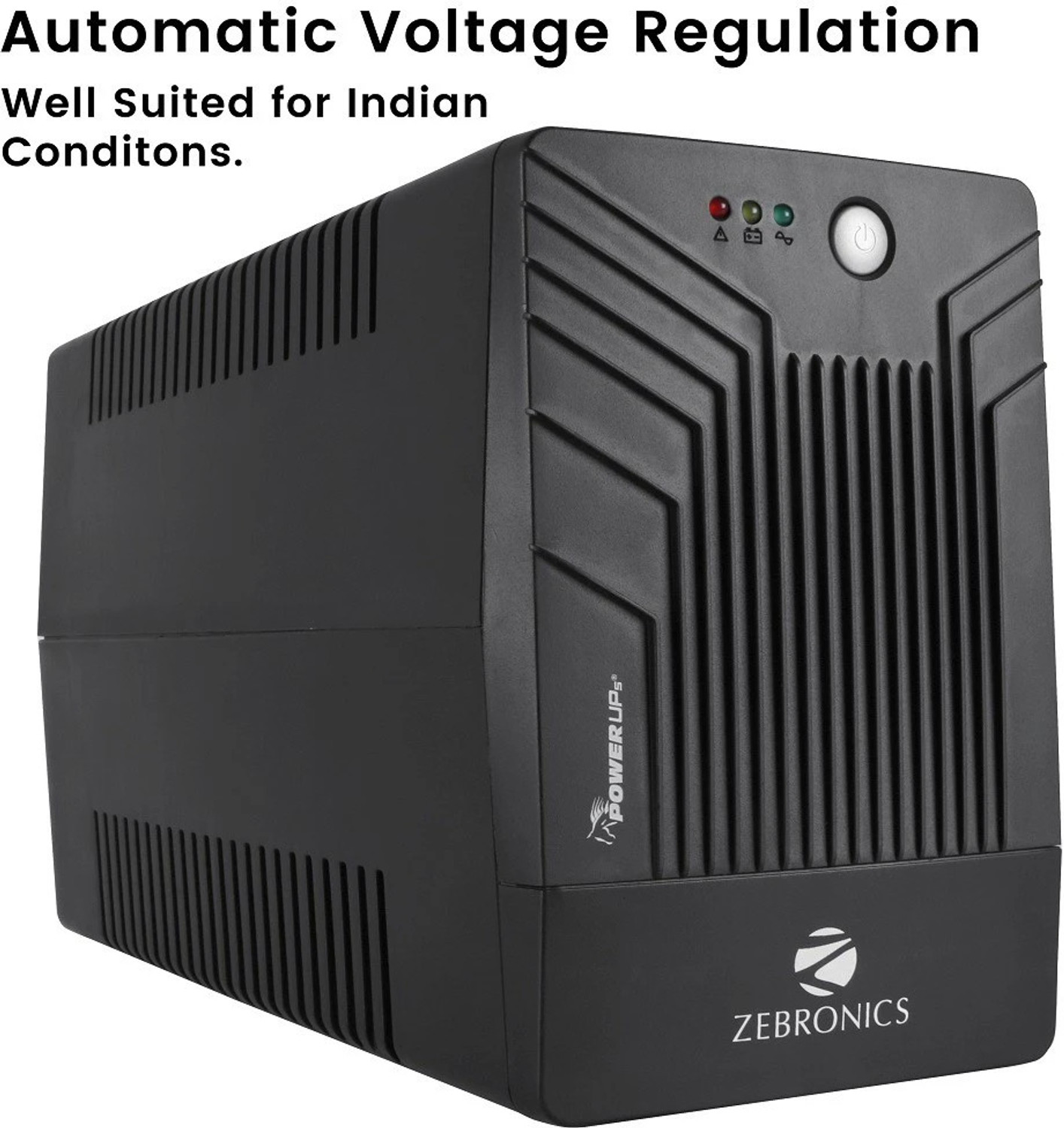 Image of ZEBRONICS Zeb-U1200 ZEB-U1200 1000 V Offline /Standby Tower Model UPS with Overload Protection 3 Outlet Plugs
