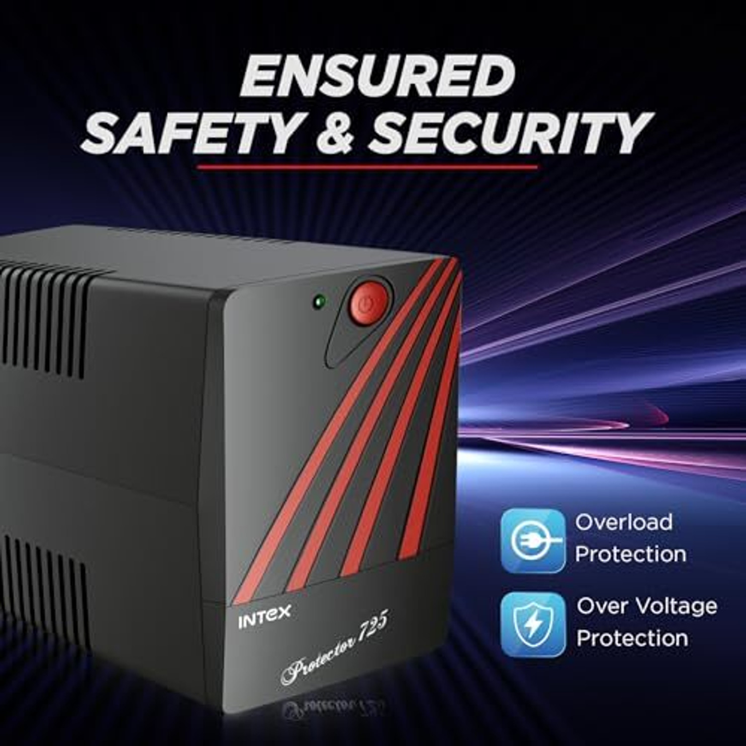 Image of Intex Protector 725 Protector 725 230 V Line-interactive Tower Model UPS with Overload Protection with Digital Display 3 Outlet Plugs